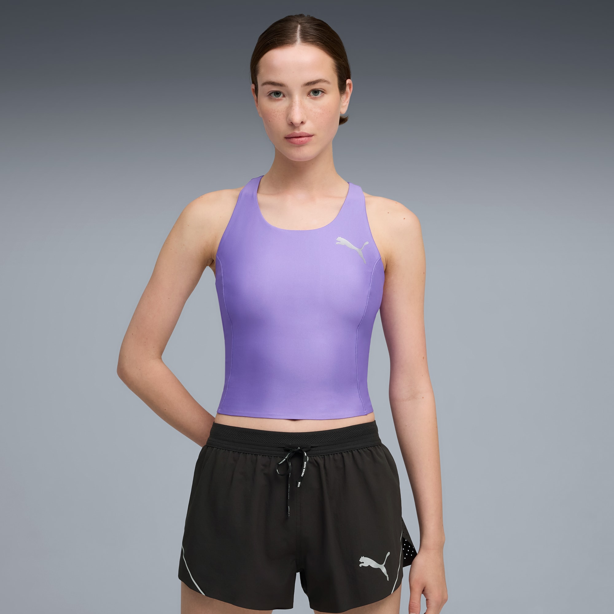 Crop top de running RACEDAY Ultraform Femme, Dark Amethyst, large