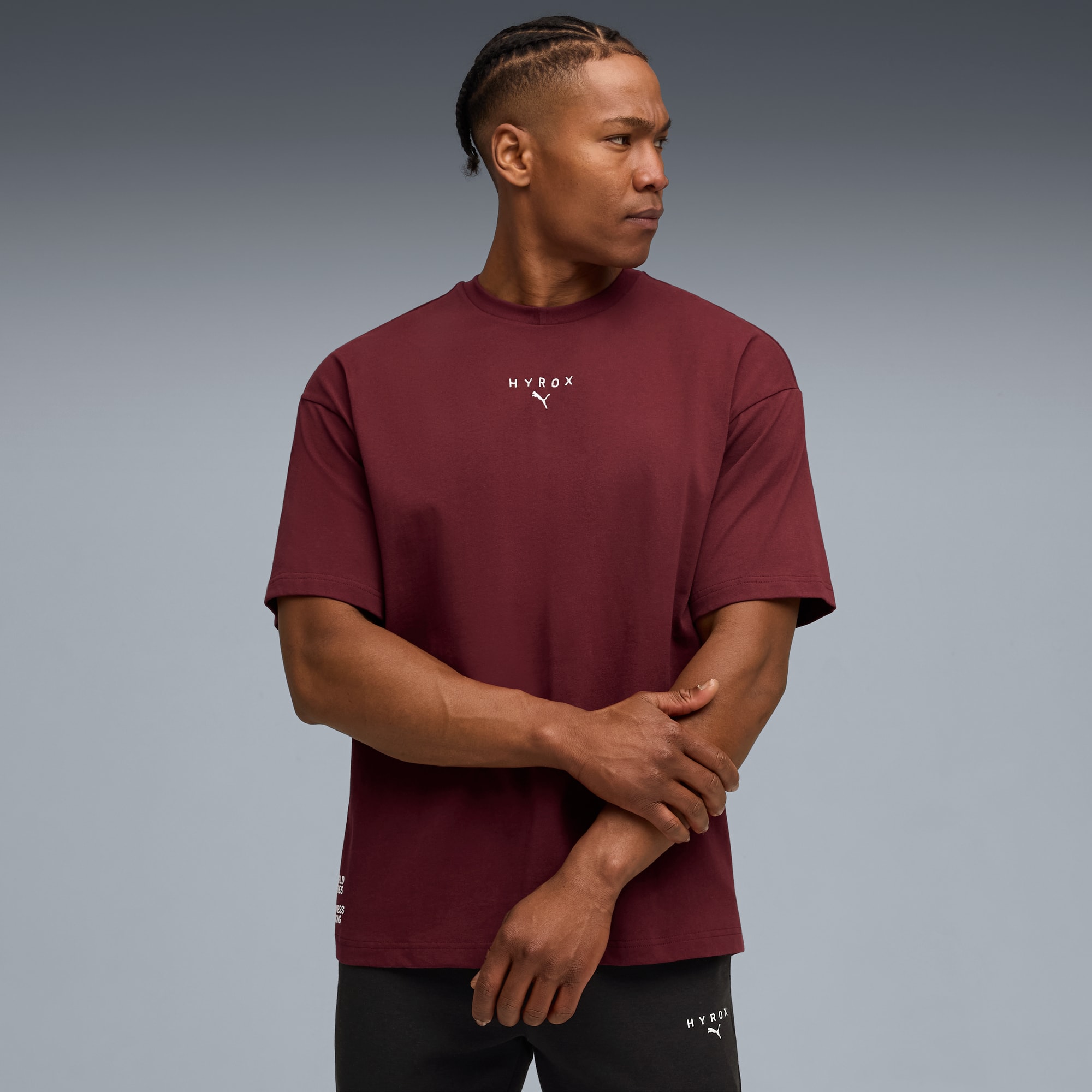 PUMA x HYROX Lifestyle Tee Men, Ruby Shimmer, large