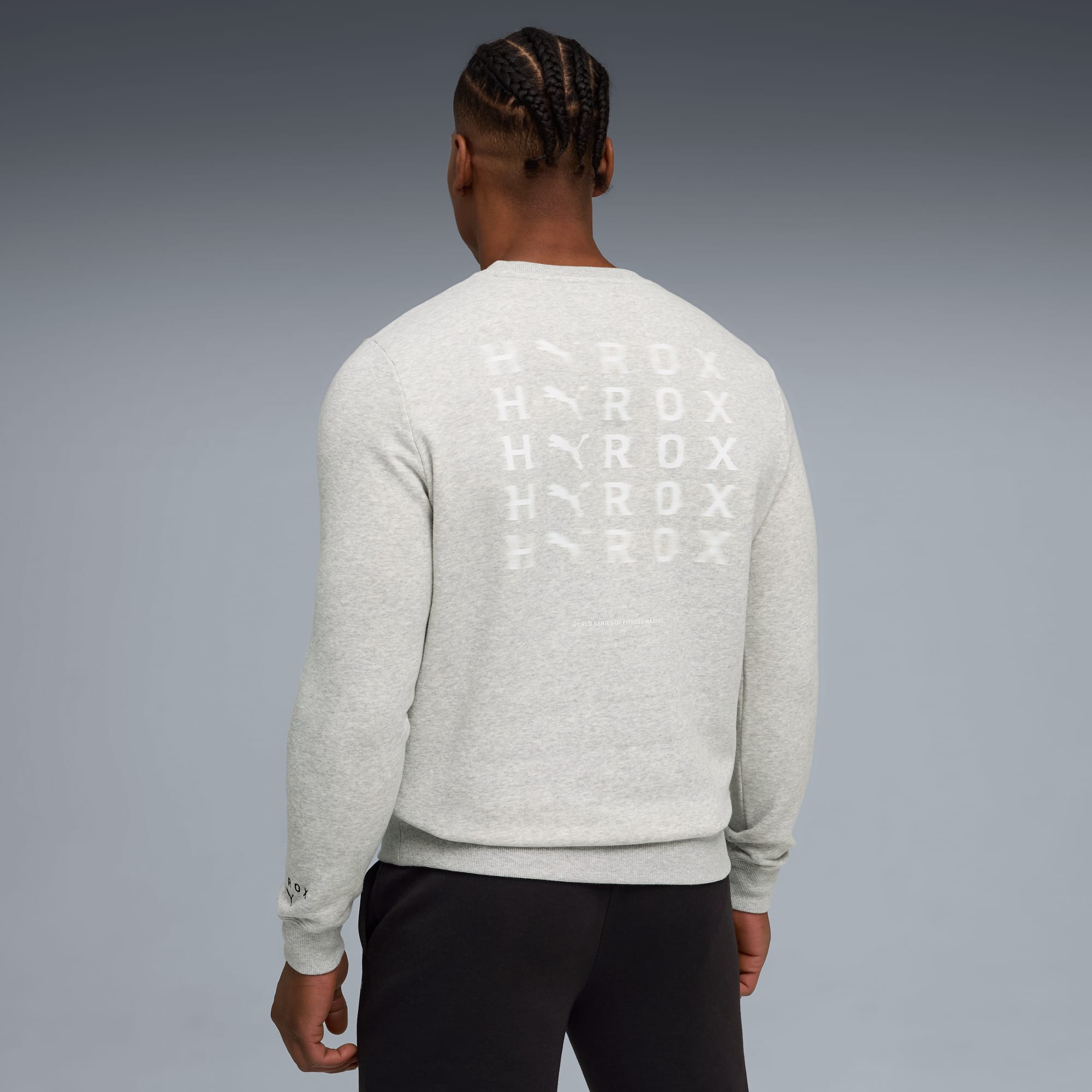 PUMA x HYROX Heavyweight Crewneck Men, Light Gray Heather, large