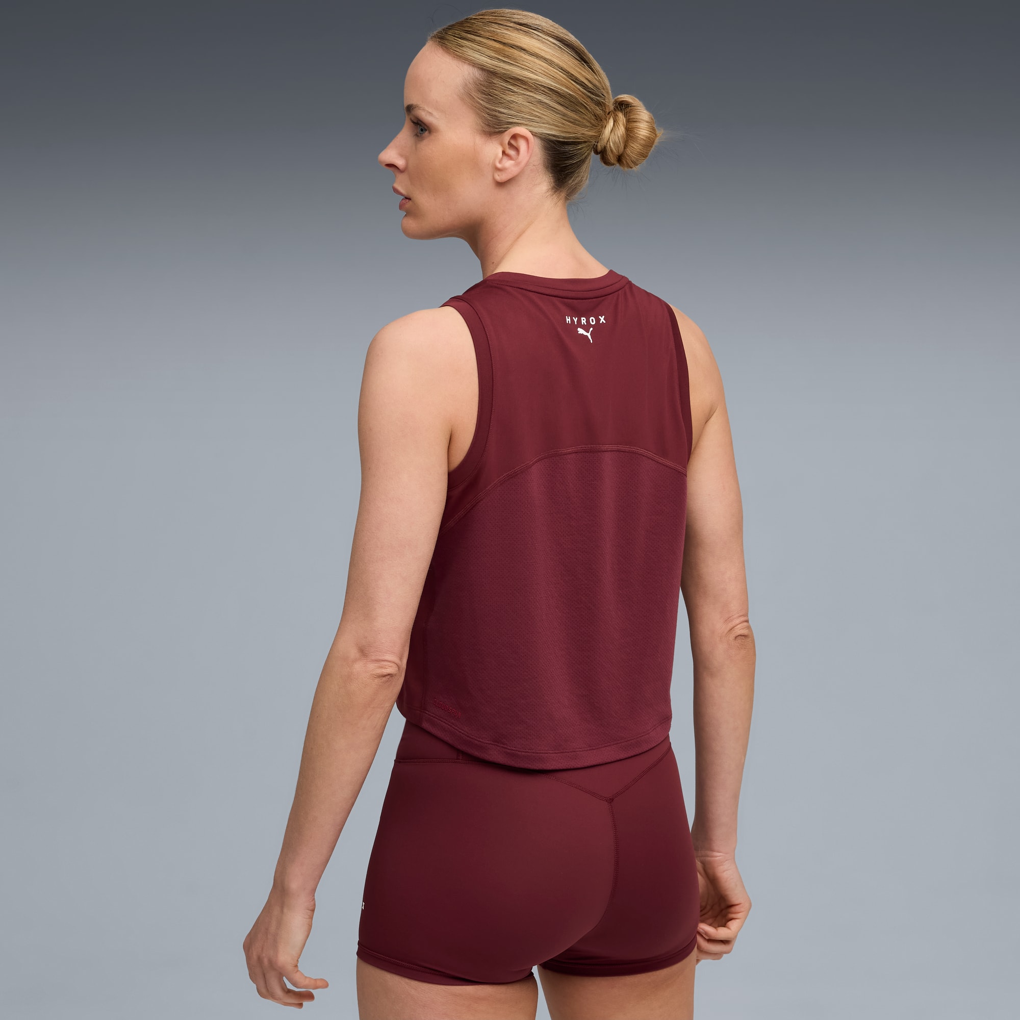 PUMA x HYROX CLOUDSPUN ThermoAdapt Crop Tank Women, Ruby Shimmer, large