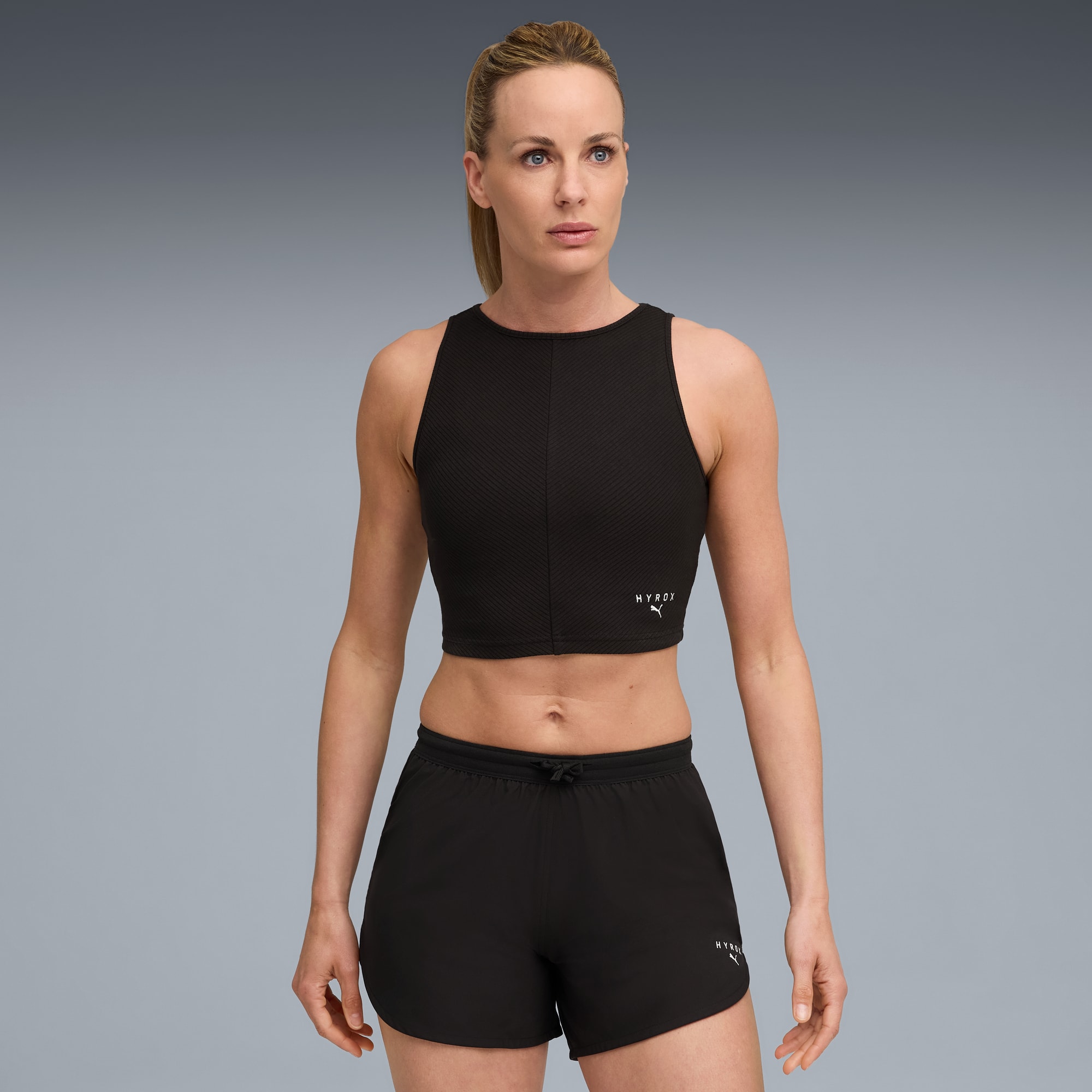 PUMA x HYROX Rib Cropped Tank Women, PUMA Black, large