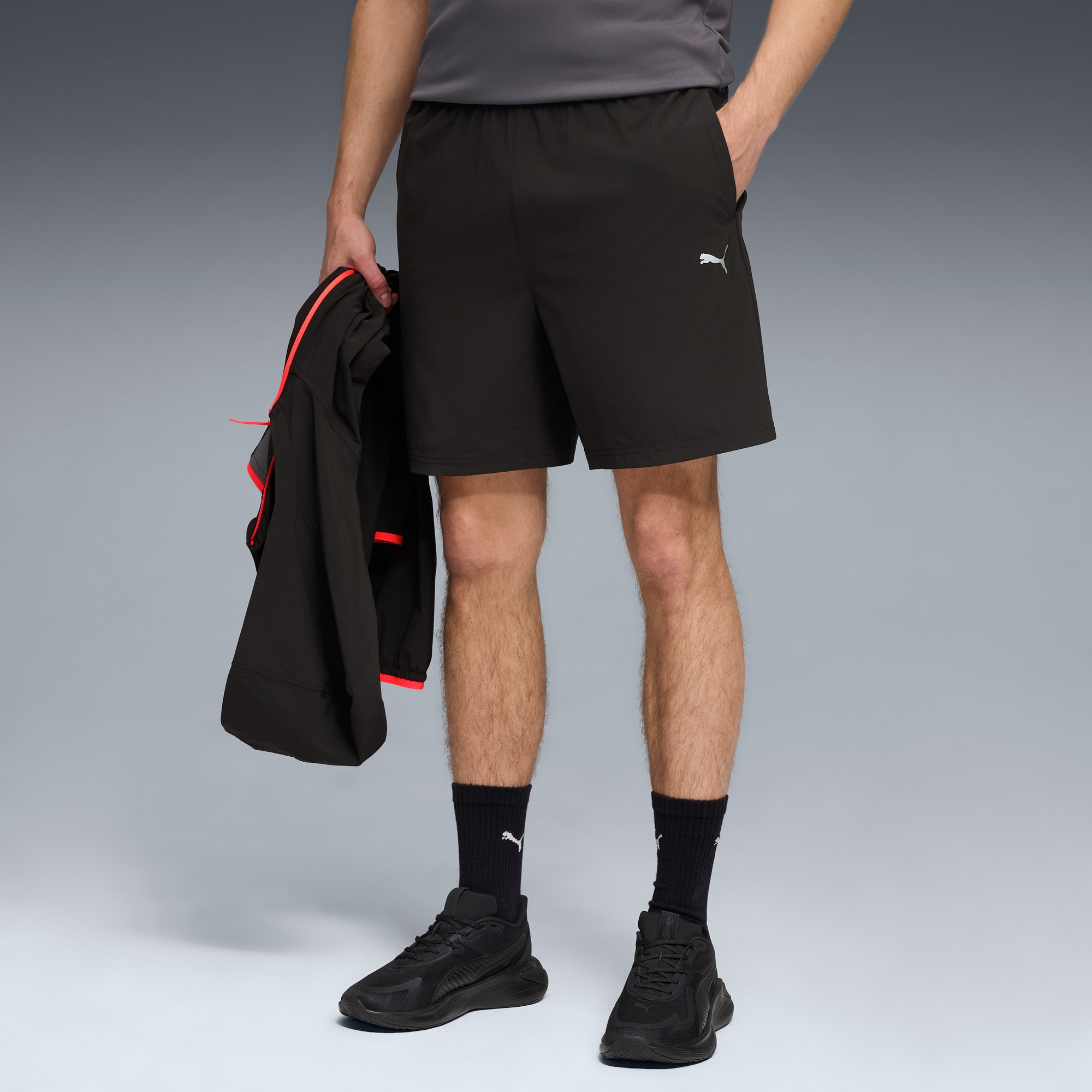 Shorts de training tejidos FLEX STRETCH 7" para hombre, PUMA Black, large