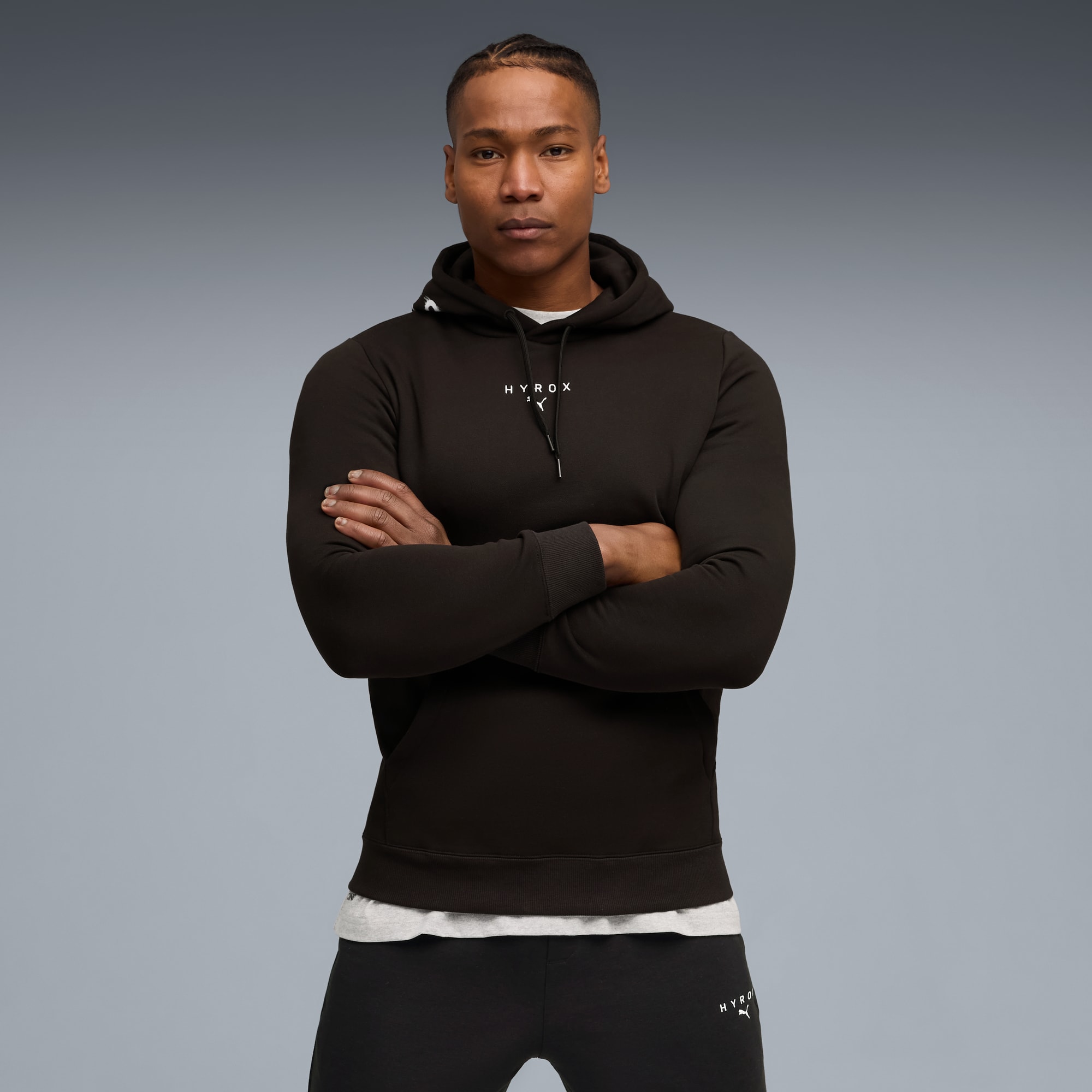 Męska gruba bluza z kapturem PUMA × HYROX, PUMA Black, large