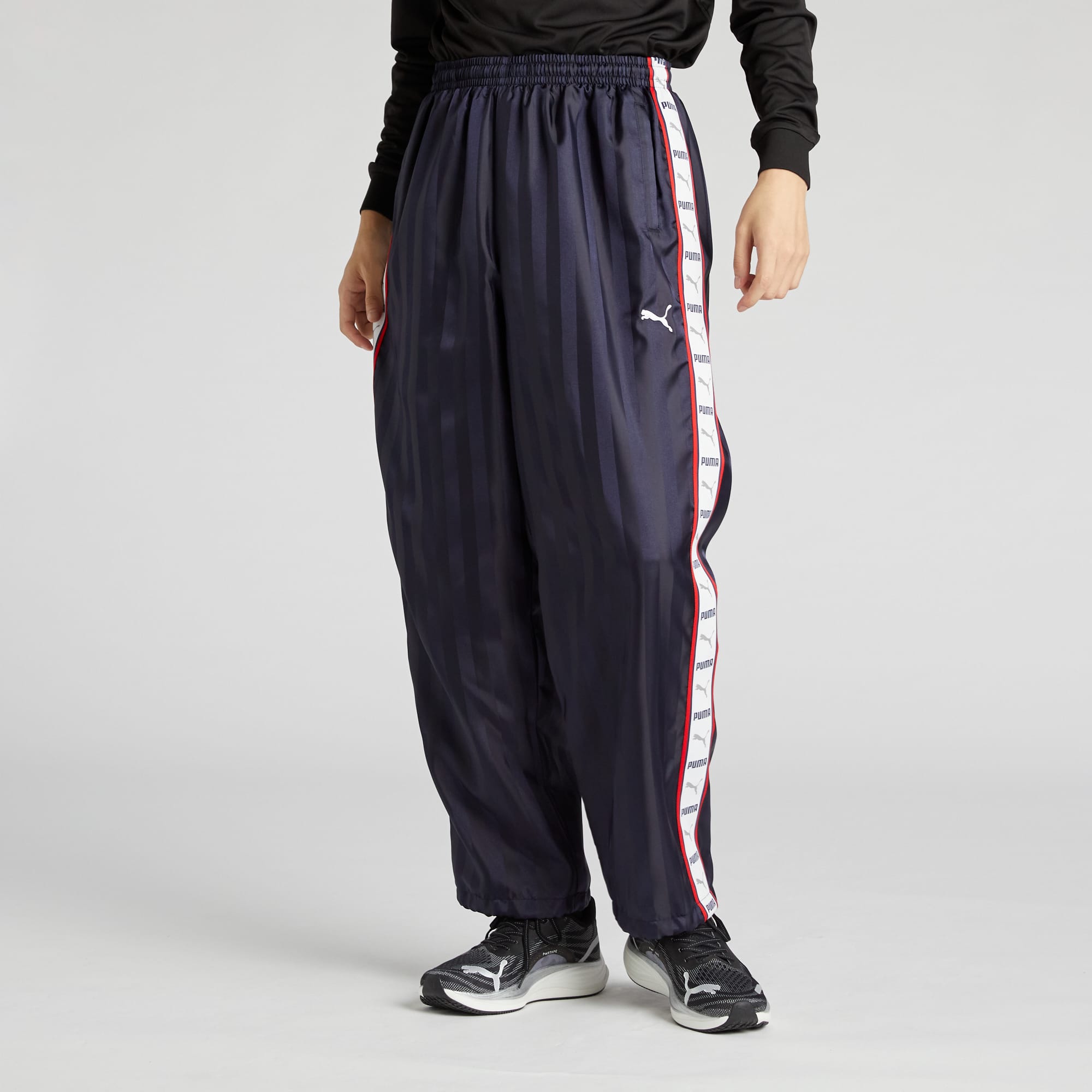 プーマ シャドーストライプジャージパンツ 黒×白 Sサイズ （楽天