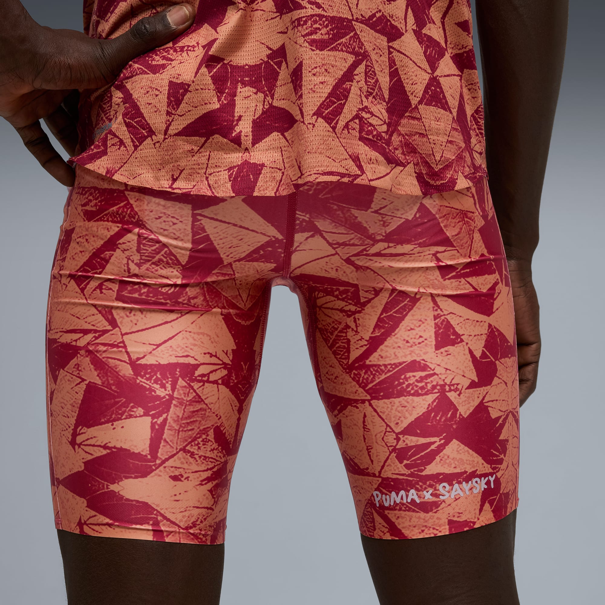 PUMA x SAYSKY korte legging voor heren, Team Regal Red-AOP, large