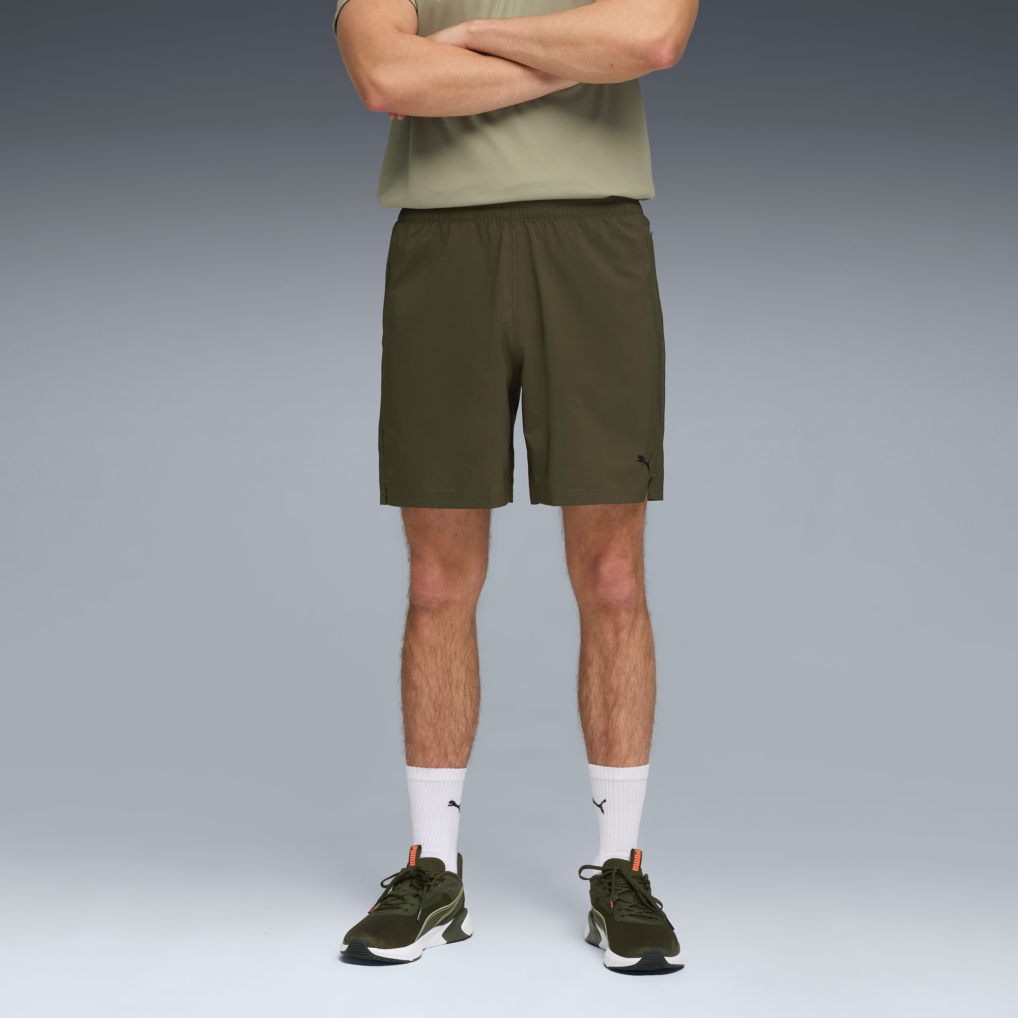 Short tissé 18 cm TRAIN ALL DAY Foundations Homme, Dark Olive, large