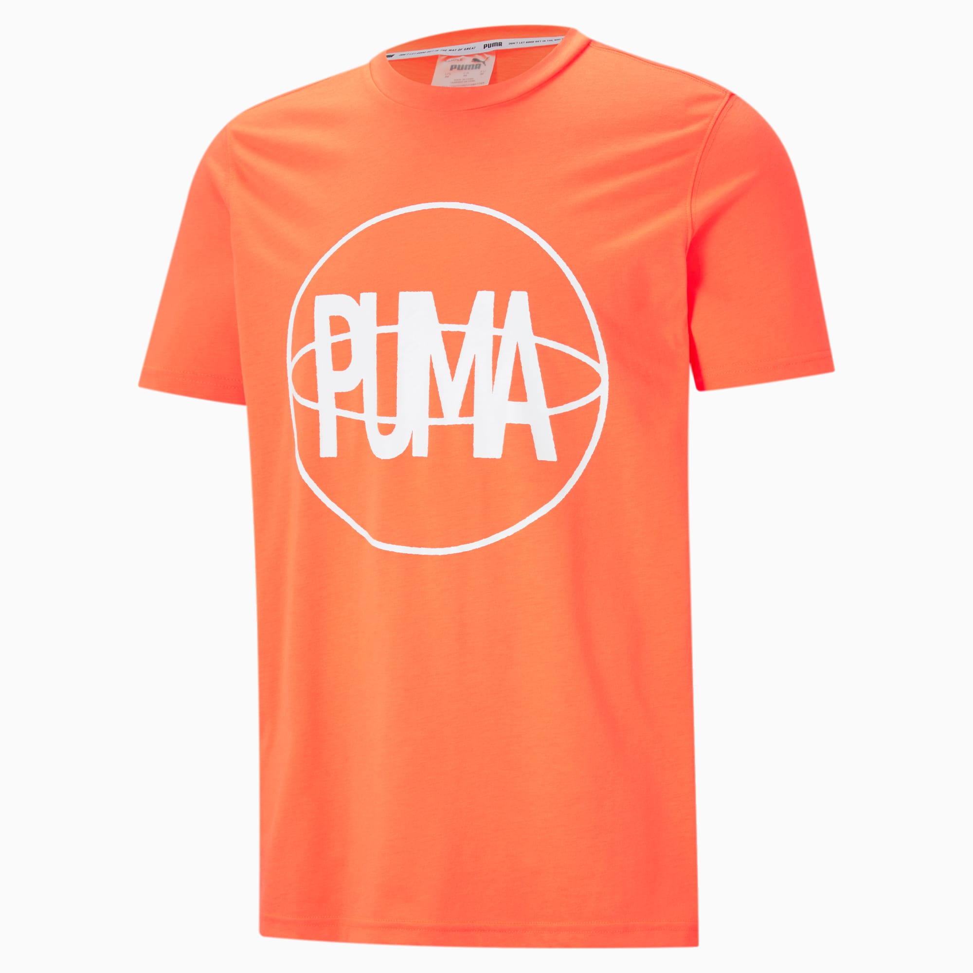 Back P Short Sleeve Men's Basketball Tee, Fiery Coral, large-SEA