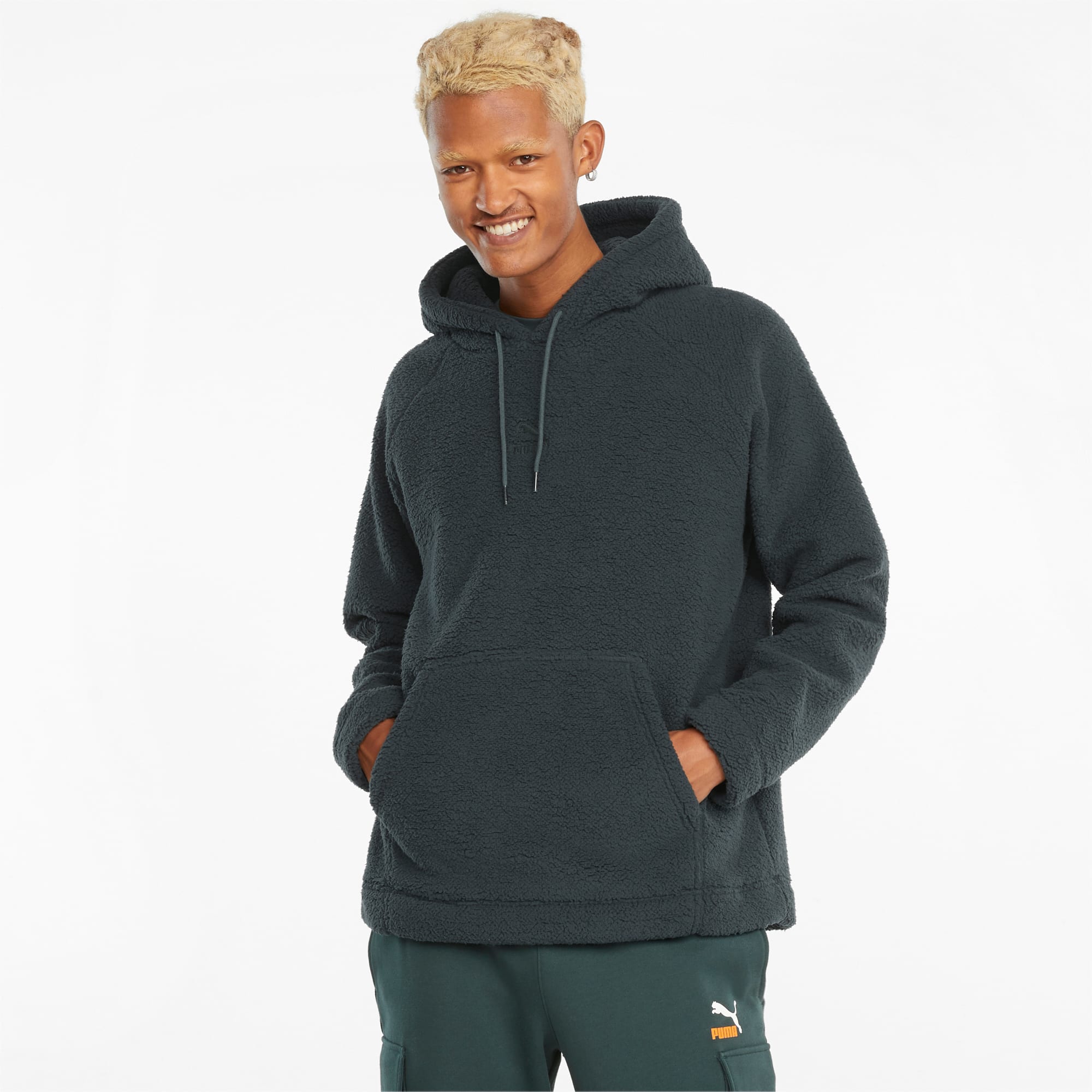 Mens grey sherpa hoodie sales