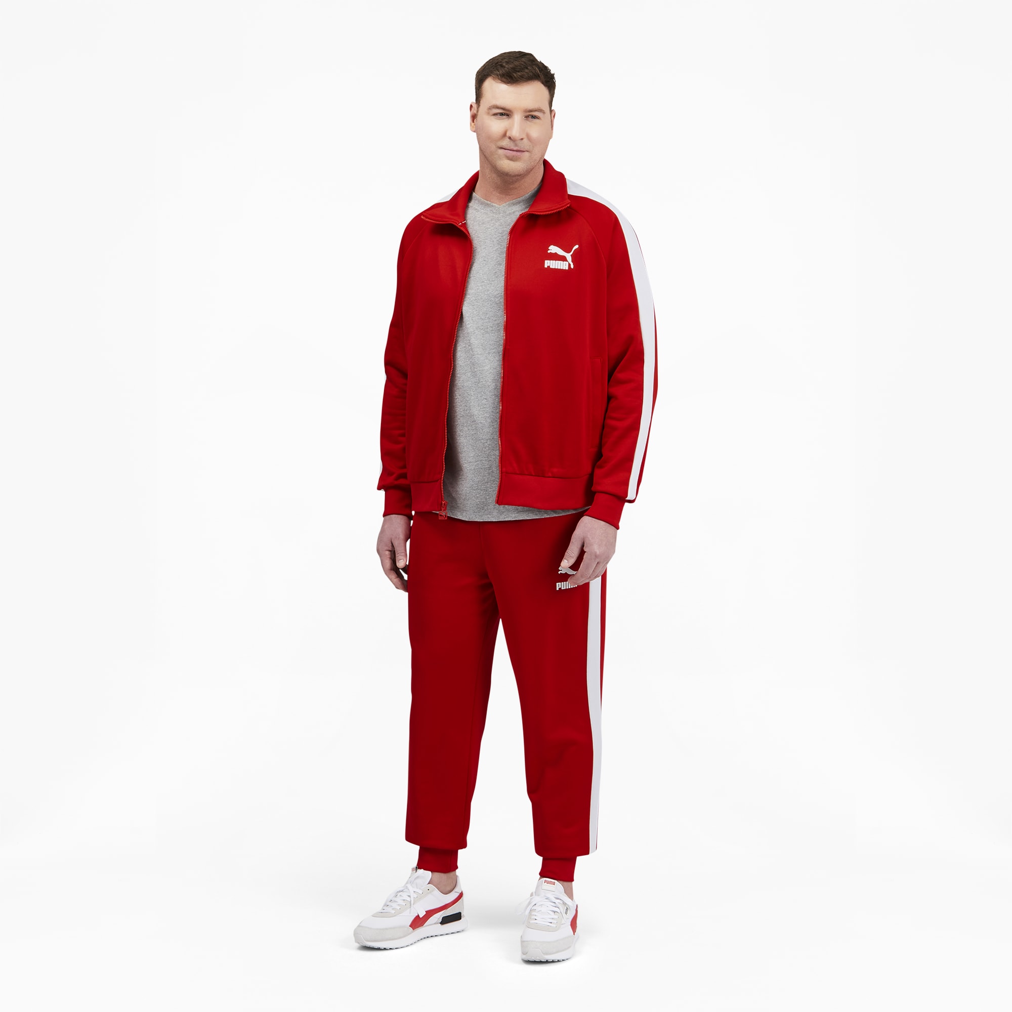 Puma t7 track jacket top red