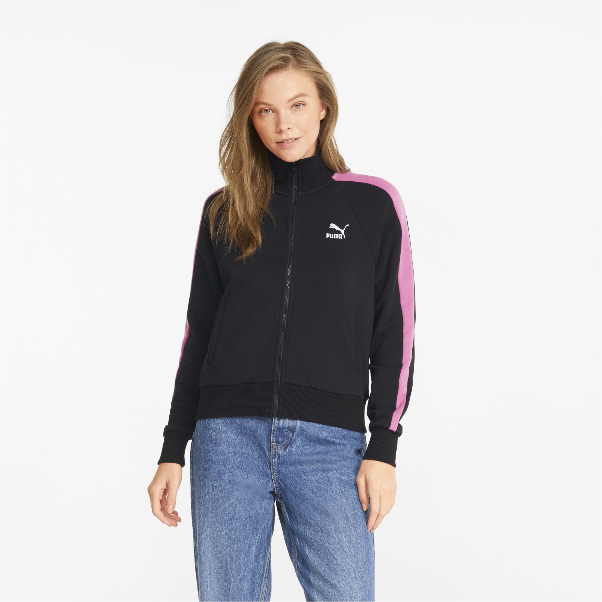 Puma Classics T7 track top in black with leopard print - ShopStyle  Activewear Jackets