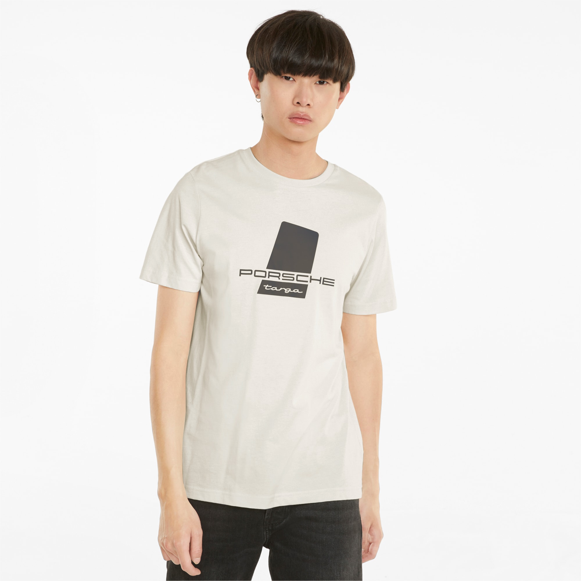 Porsche Legacy Logo Men's Tee, Ivory Glow, large-SEA