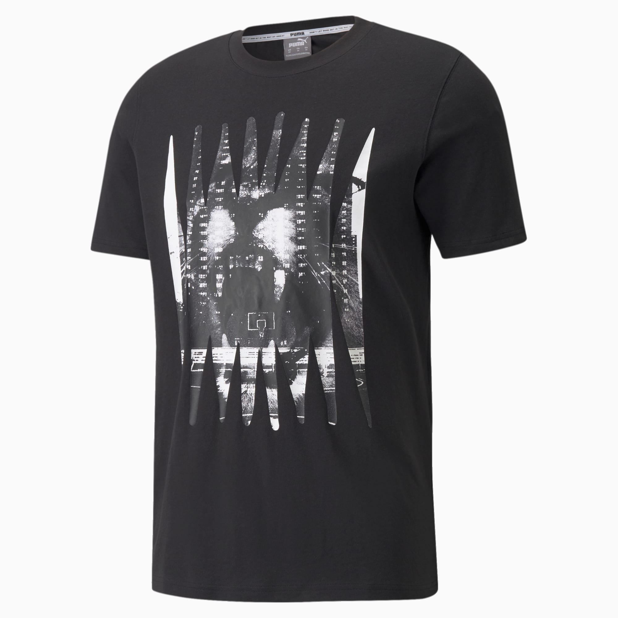 Qualifier Short Sleeve Men's Basketball Tee, Puma Black-Puma White, large-SEA