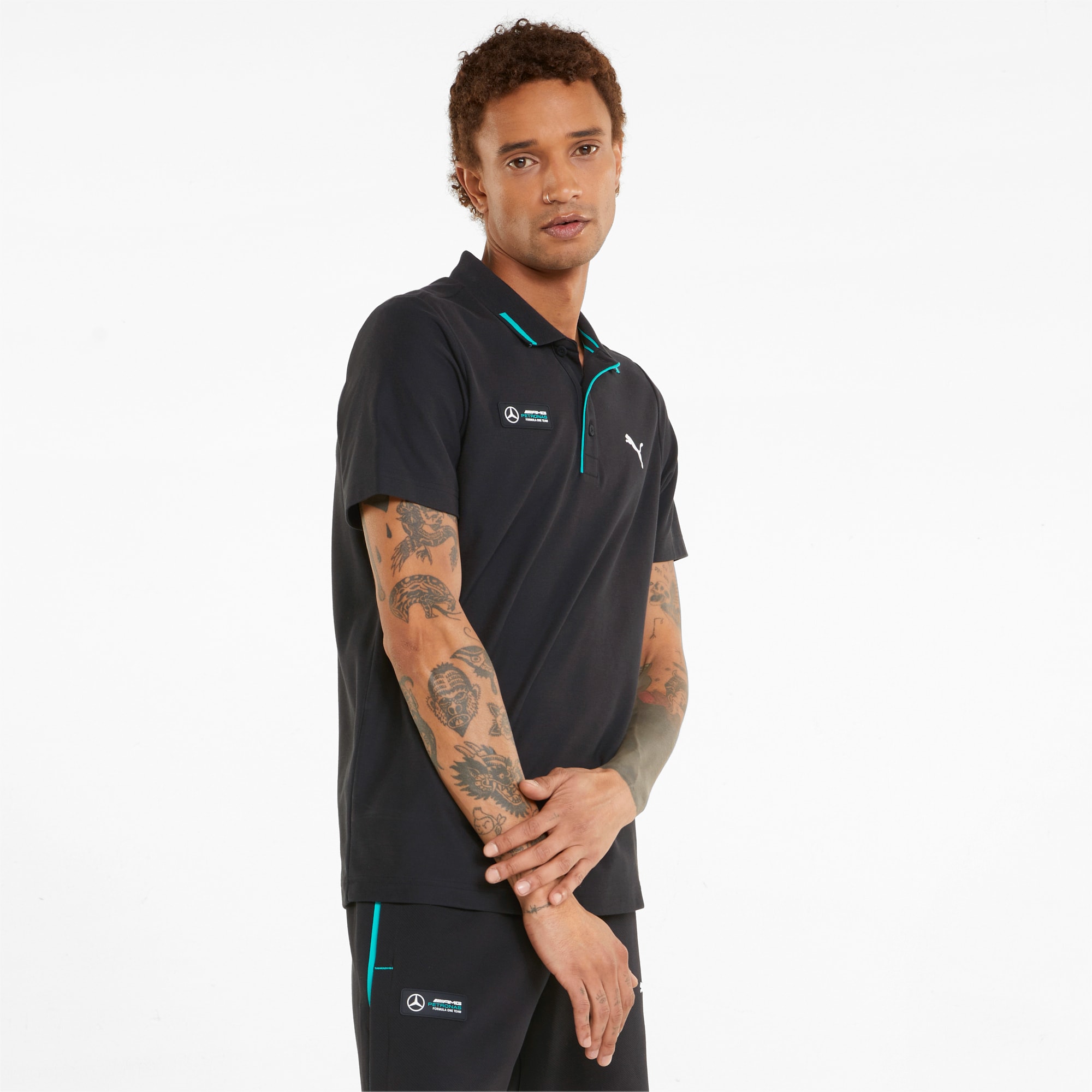 Mercedes F1 Basic Men's Polo Shirt | Puma Black | PUMA Shop All Puma | PUMA