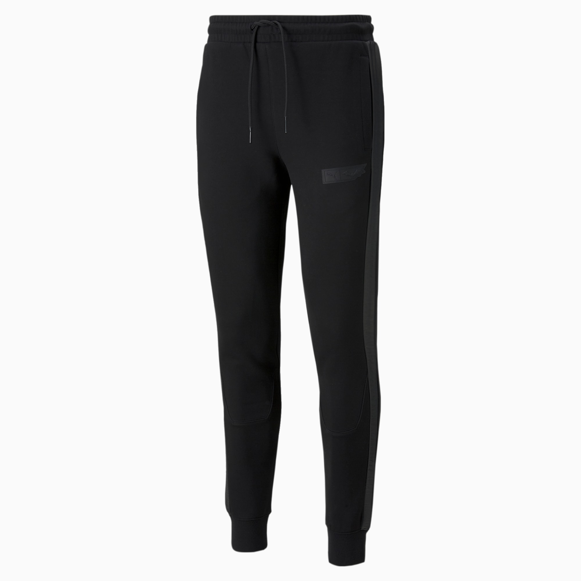 Puma black sales polyester lycra trackpants