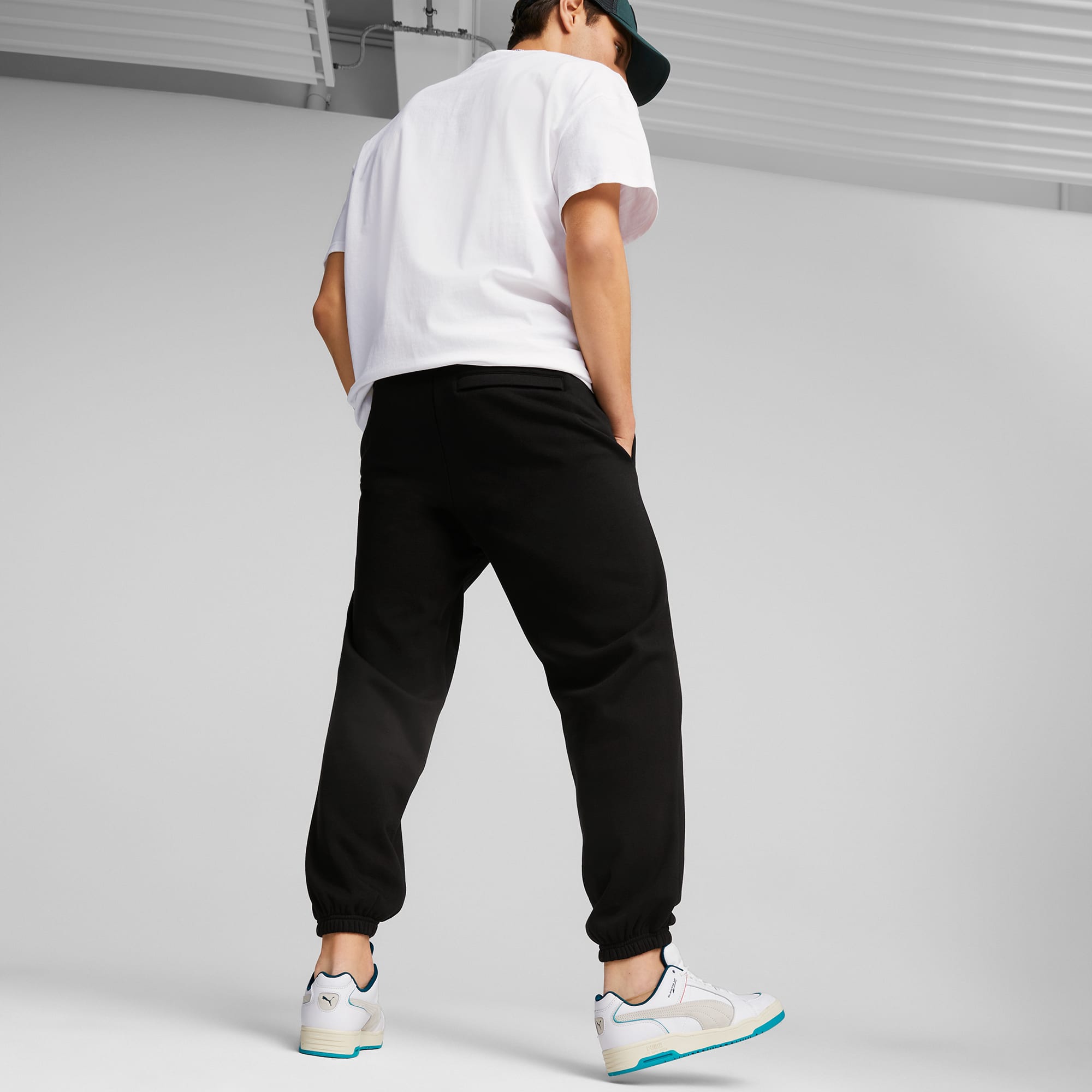 Puma black polyester lycra joggers clearance