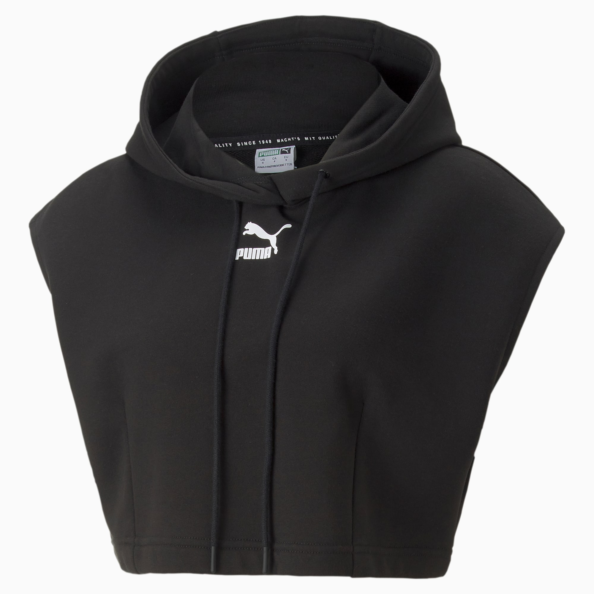 Dare To Hooded Cropped Vest Women, Puma Black, large-SEA