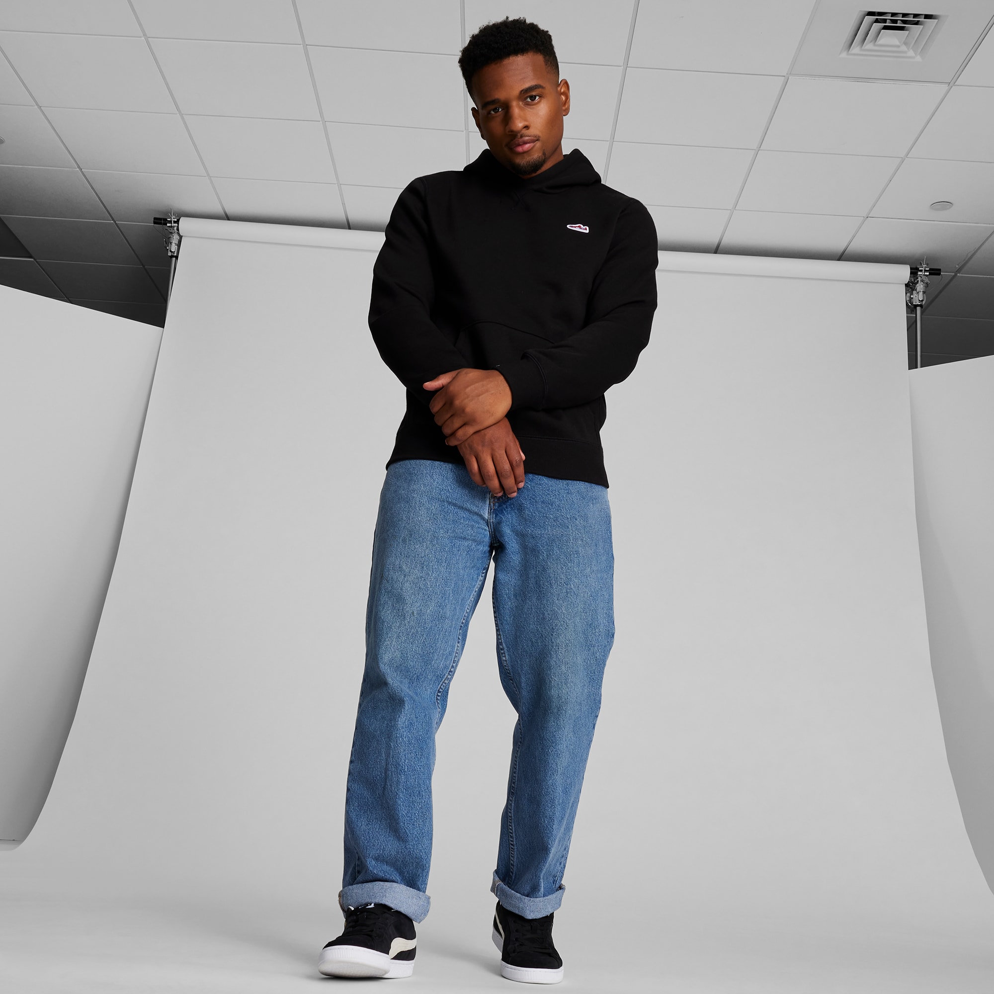Suede hoodie mens on sale
