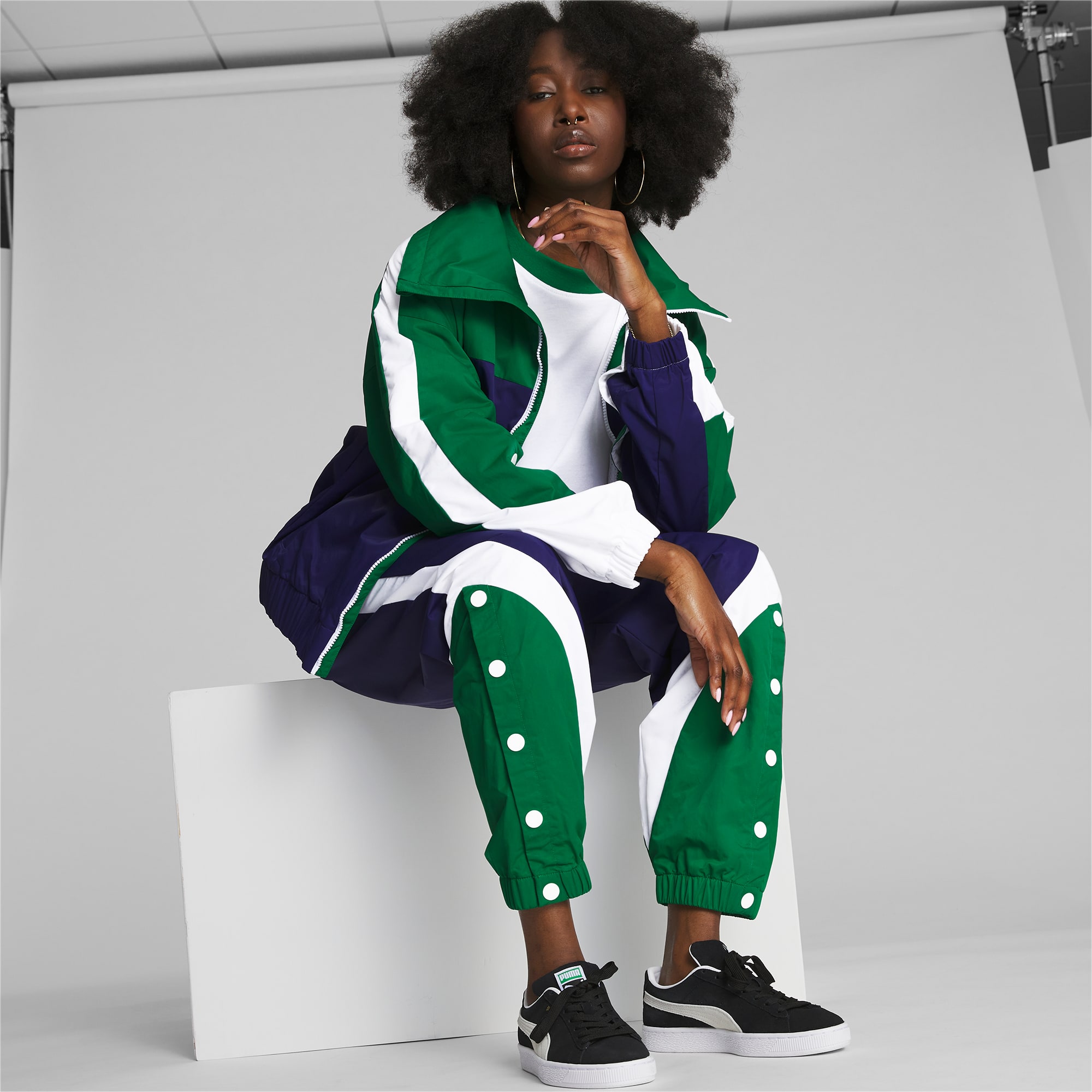 Green puma tracksuit womens sale