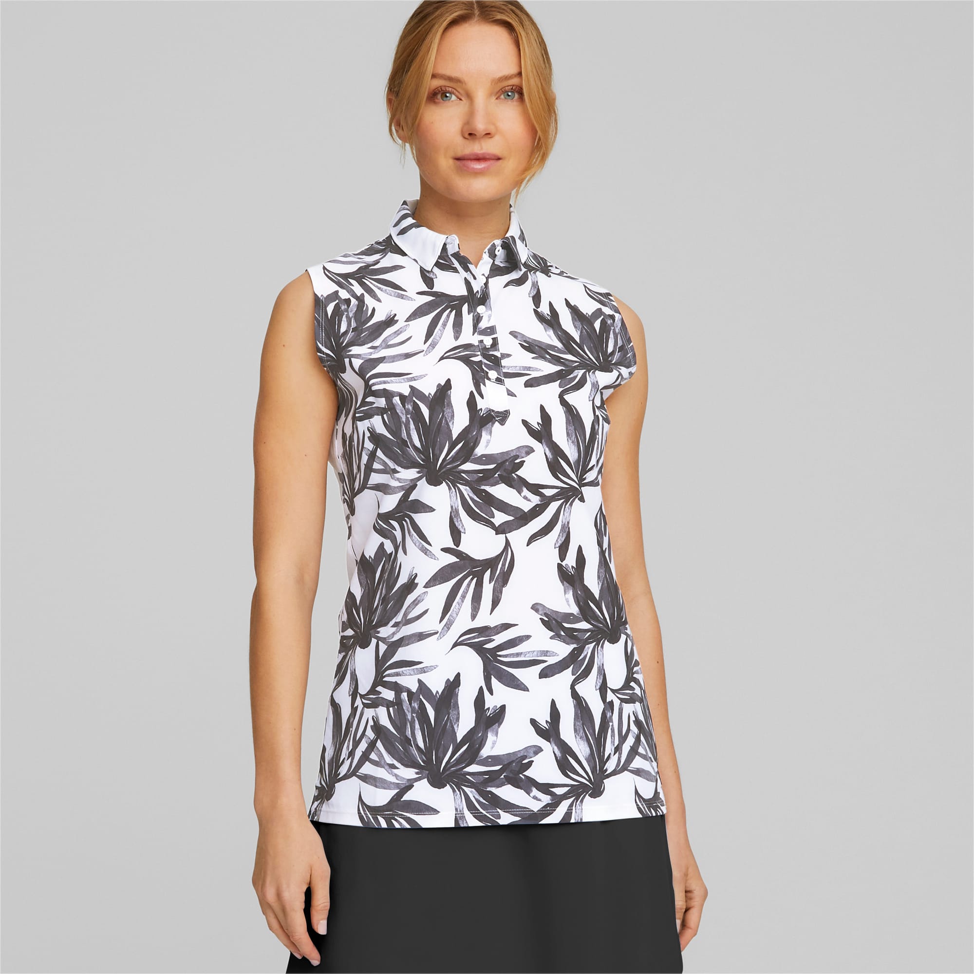 Palm Sleeveless Golf Polo Shirt Women black PUMA