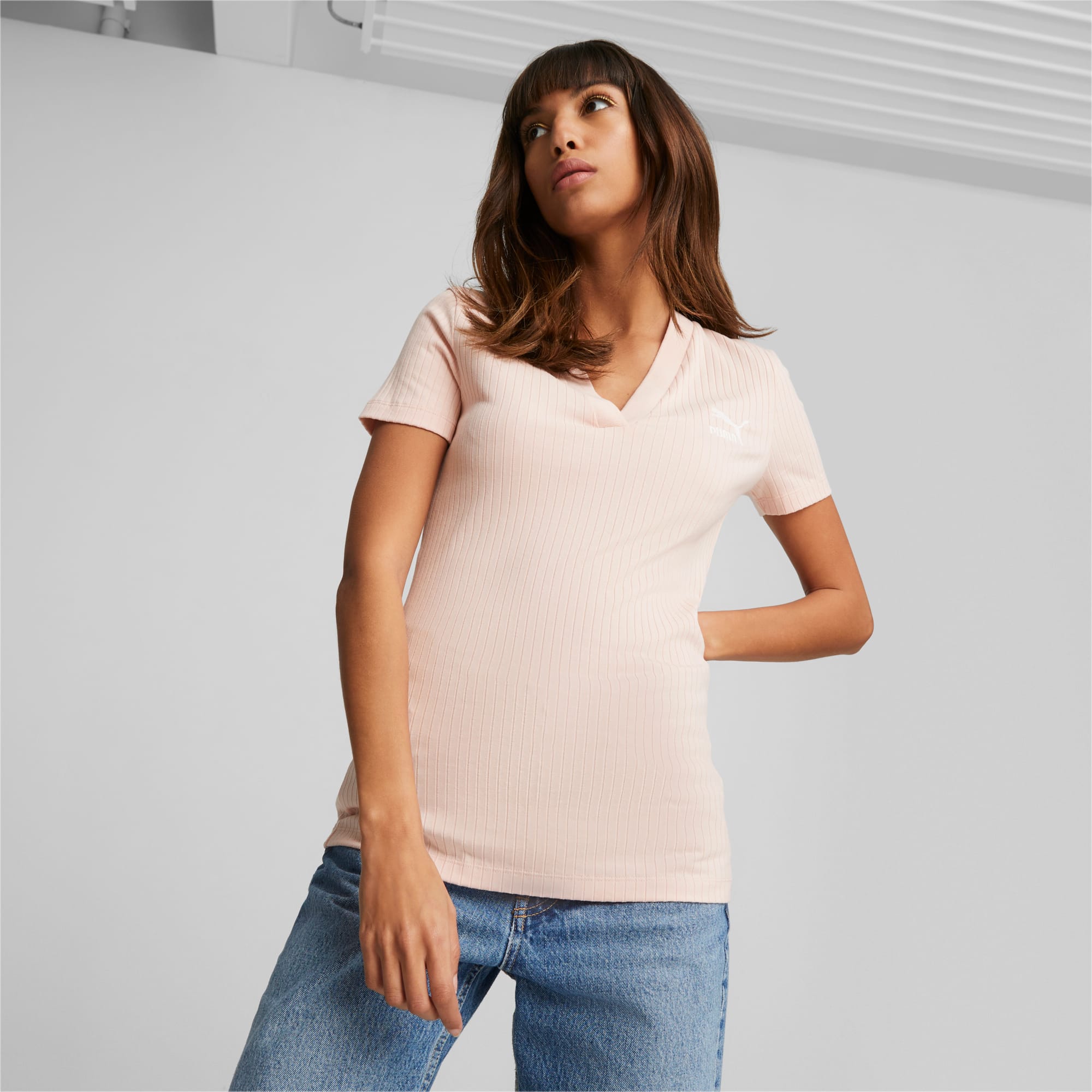 T shirt cotelé hotsell femme
