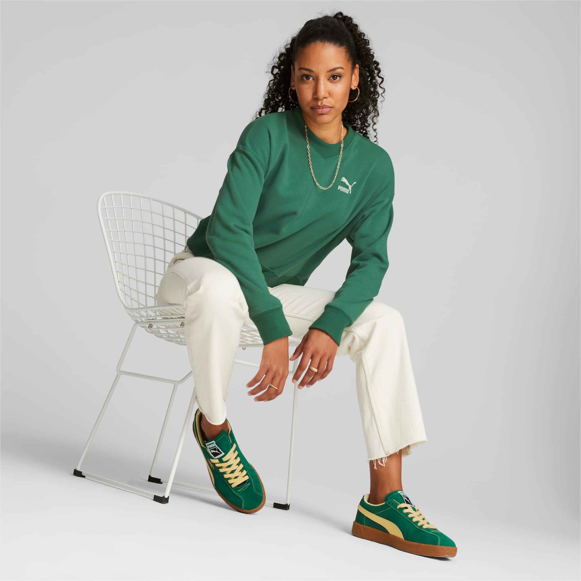 Puma velvet discount rib crew sweatshirt