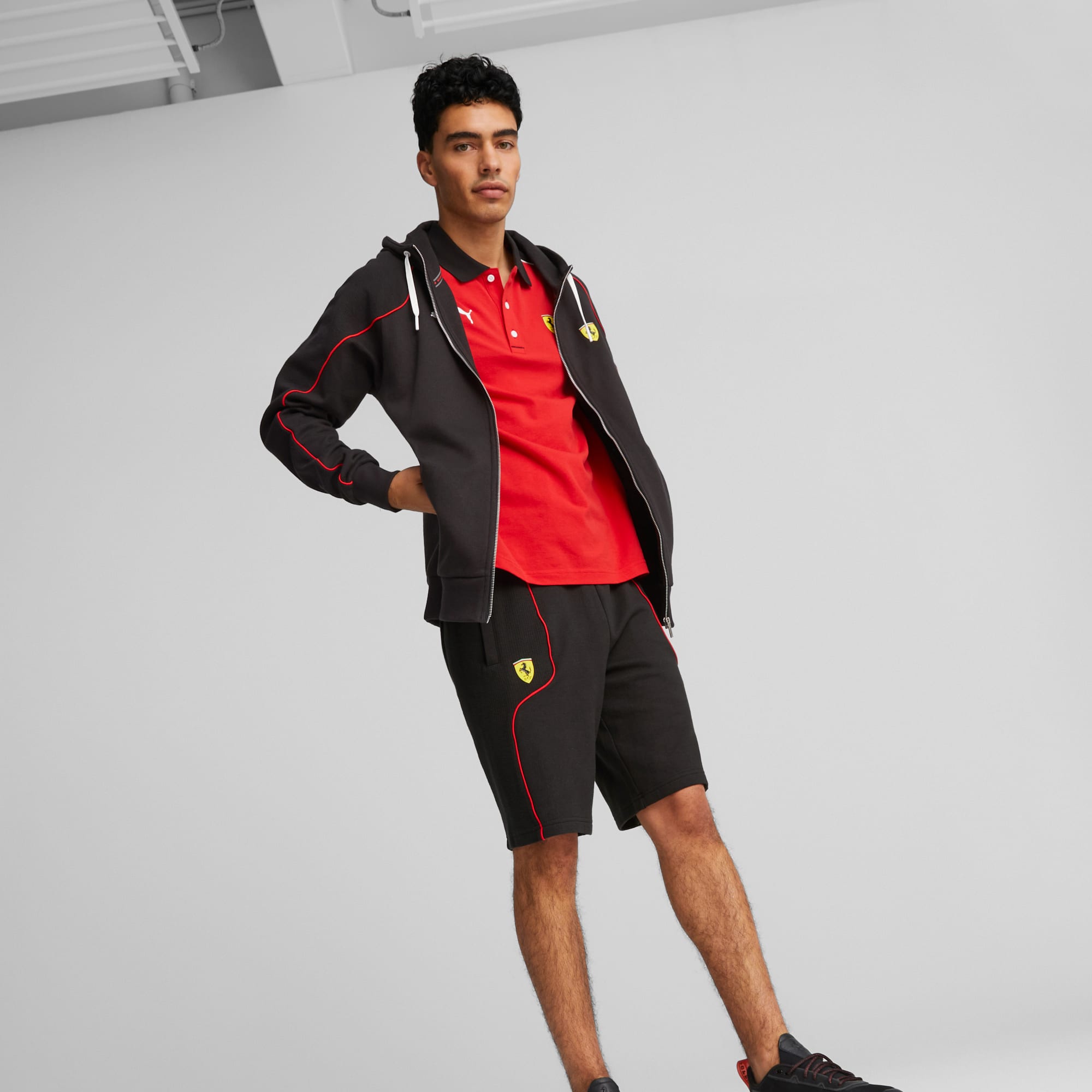 Puma FERRARI RACE BIG SHIELD HOODIE - Felpa con cappuccio - rosso  corsa/rosso 