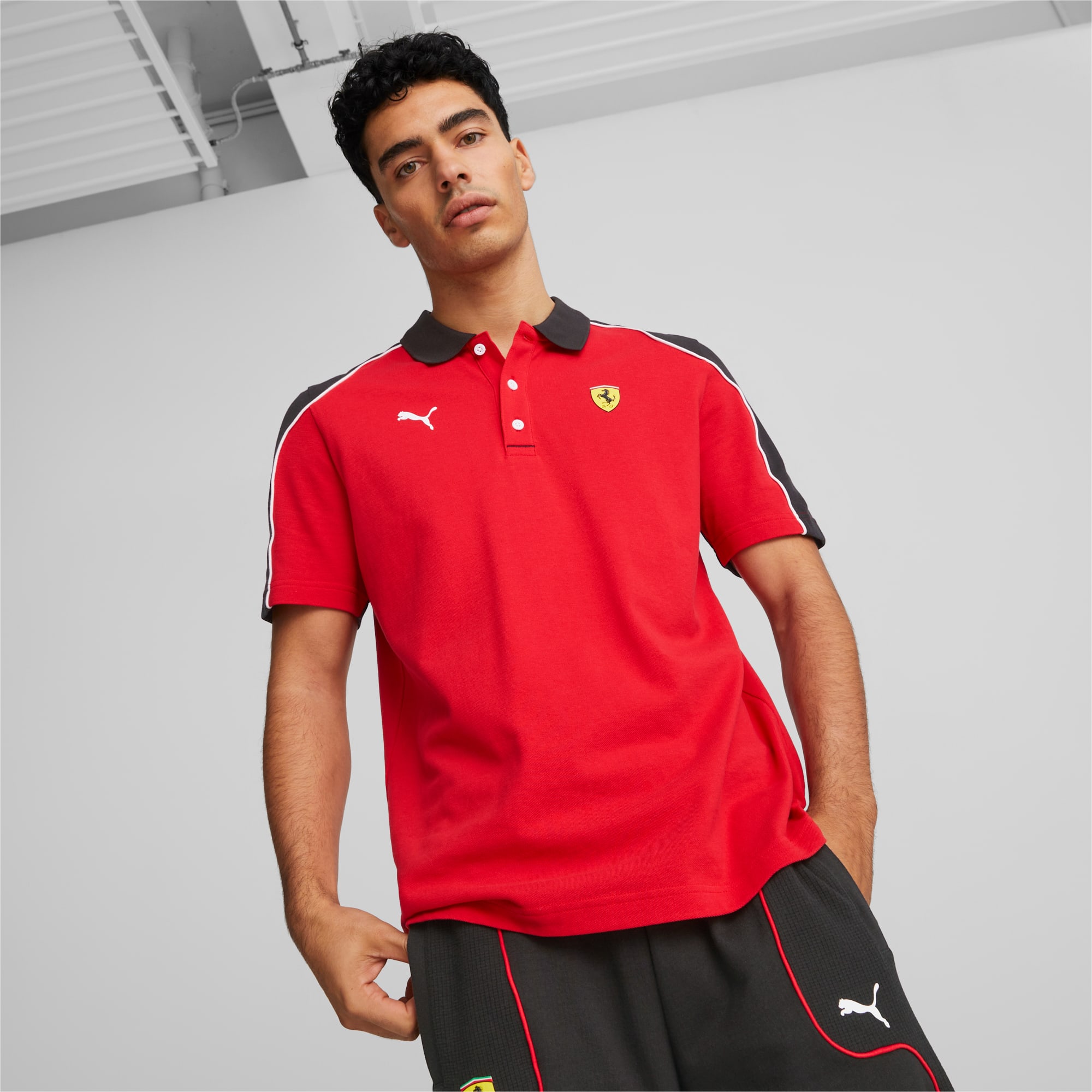 Polo Ferrari Sport Manches longues Rouge Collection Ferrari Motorsport -  homme