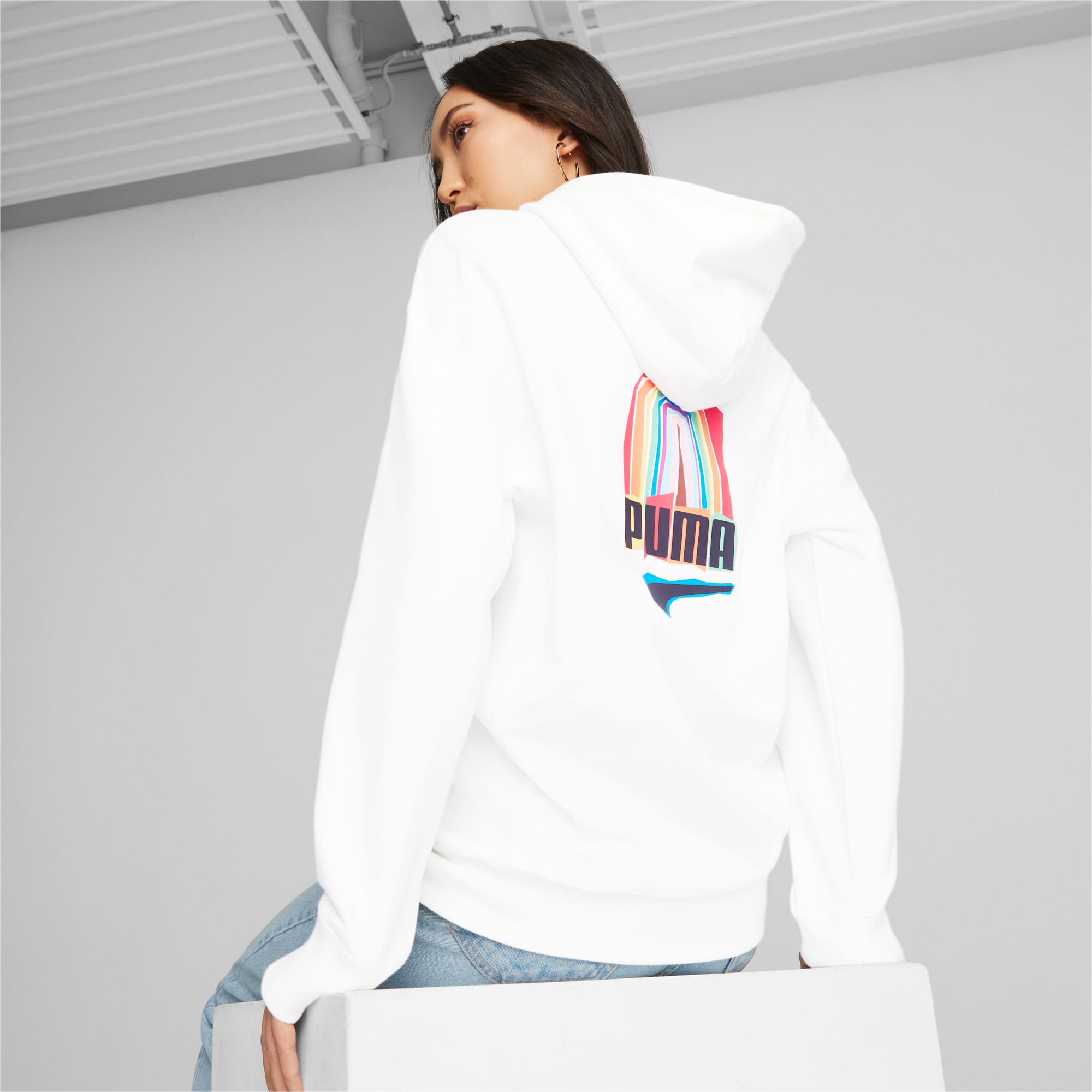 White puma hoodie clearance