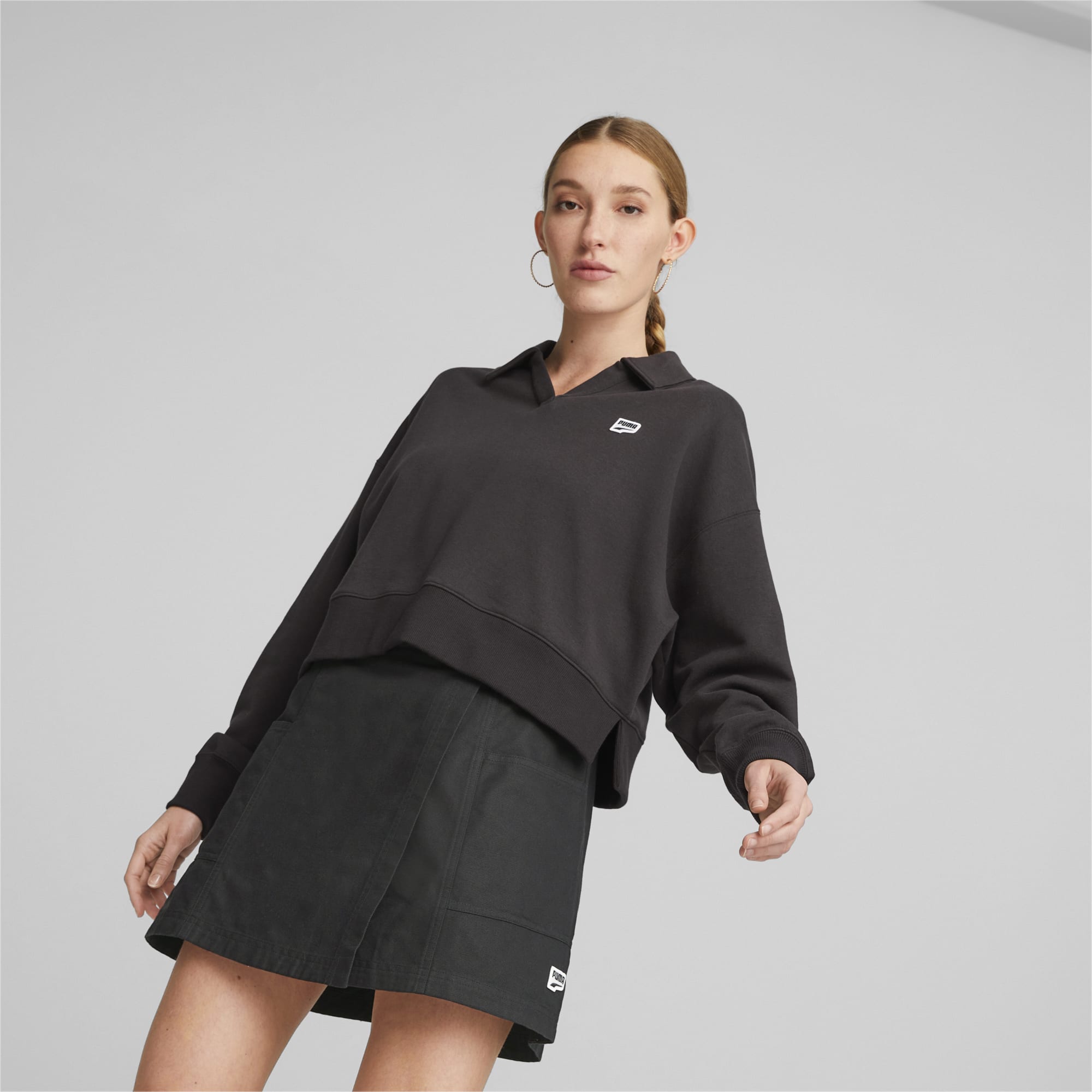 Oversized collared sweatshirt best sale