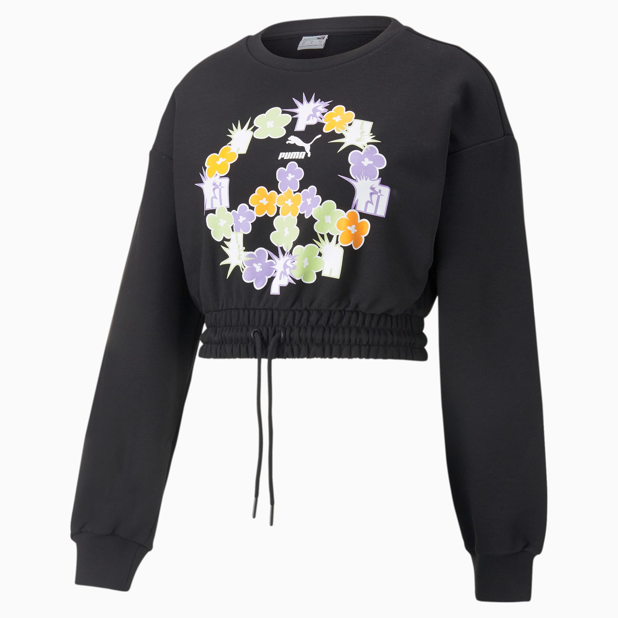Black cropped crewneck sweatshirt