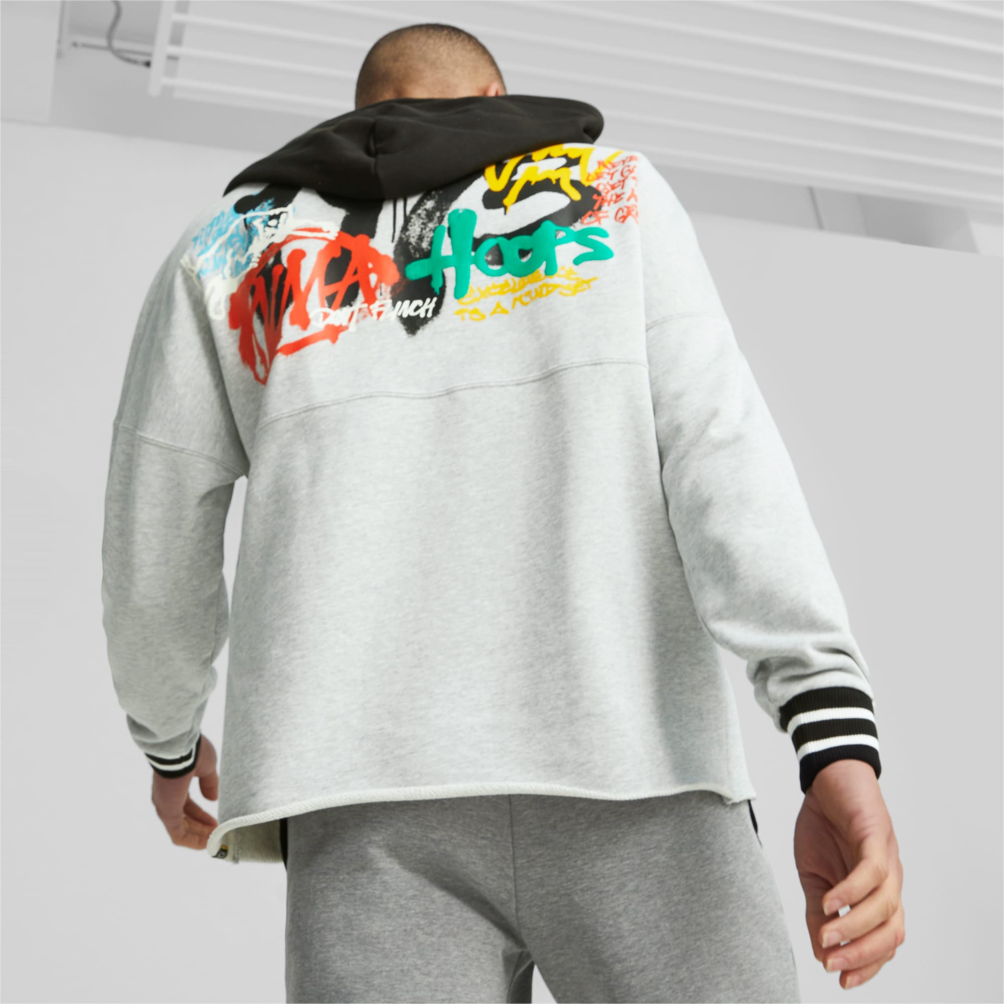 Grey puma top hoodie mens