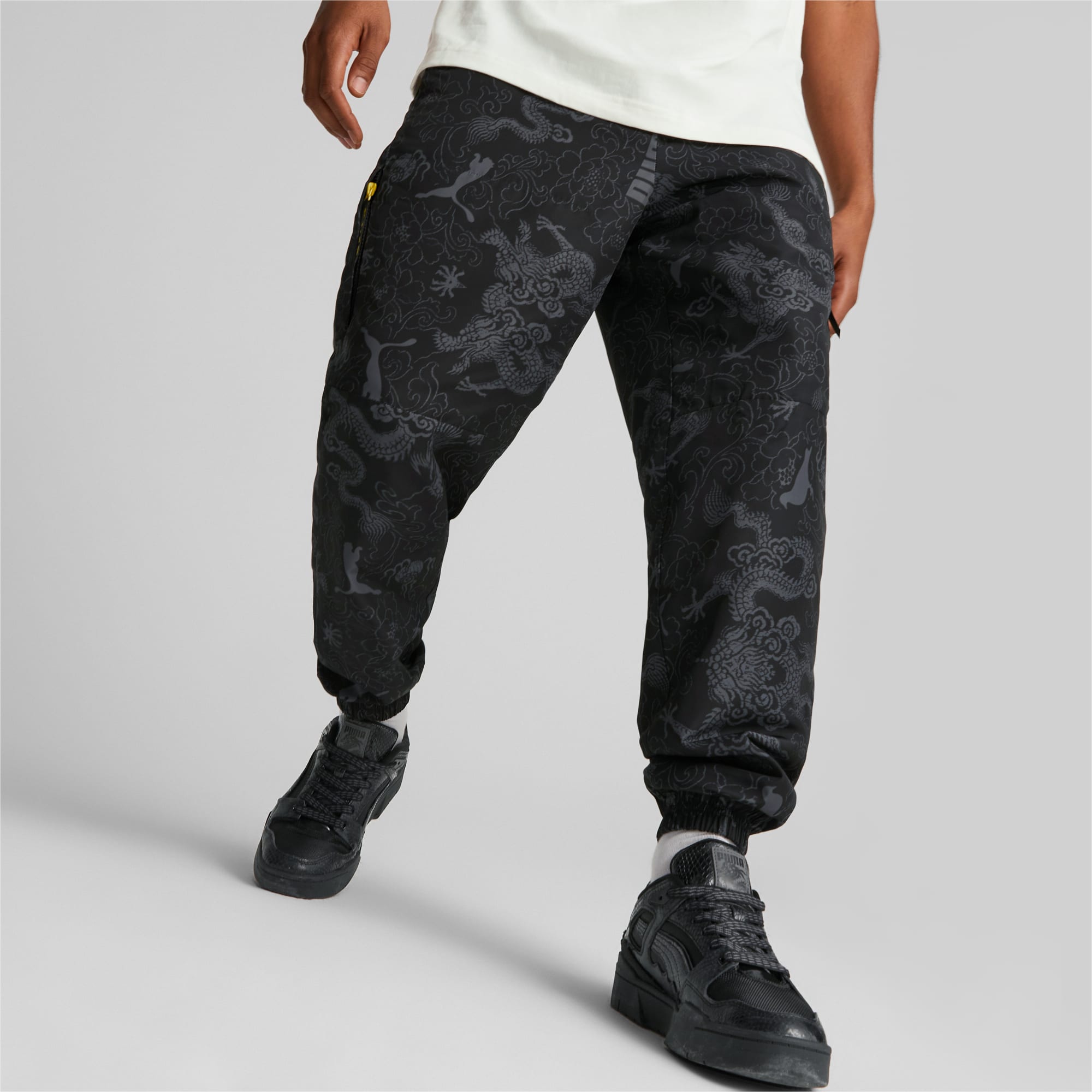 Puma black polyester lycra joggers 2025