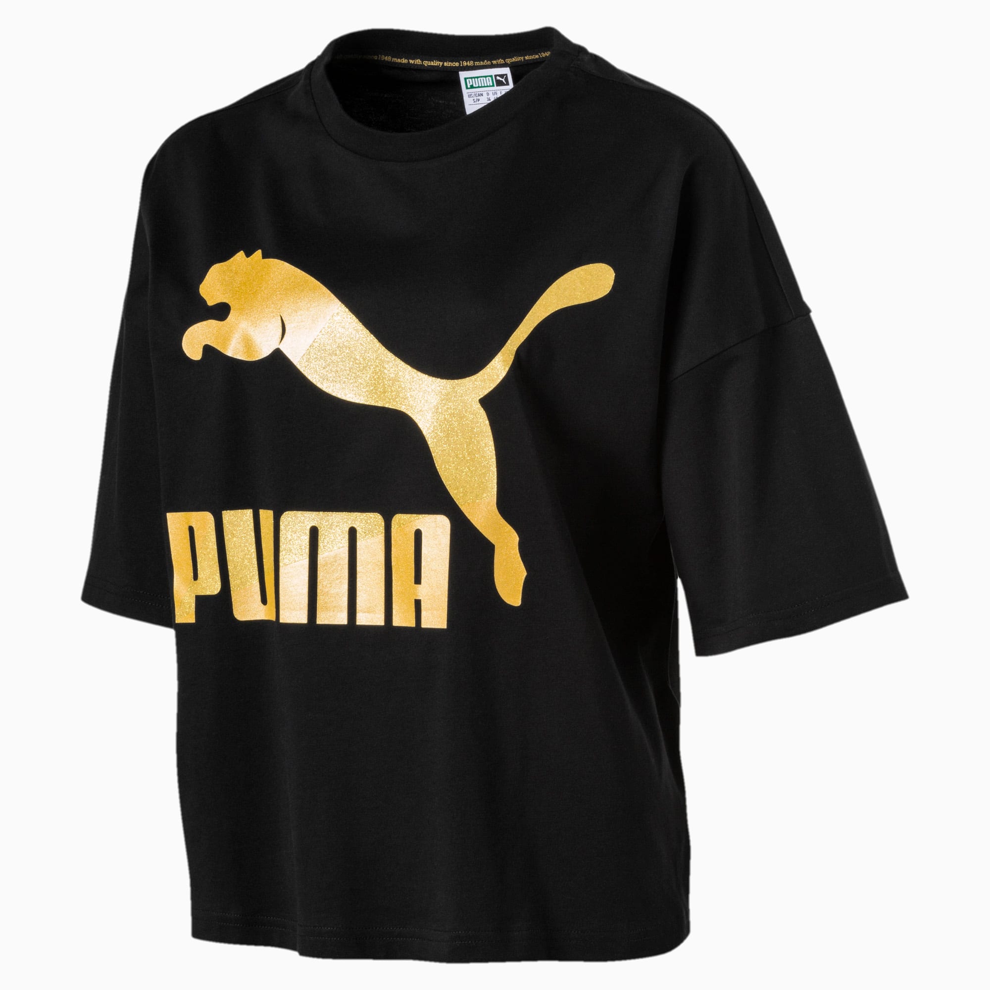 puma gold collection t shirt dress with metallic logo