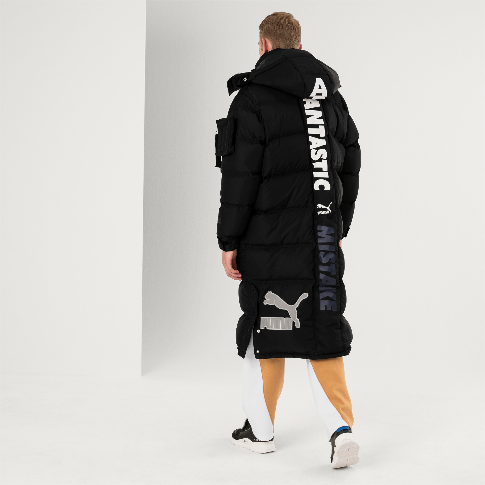 puma down filled black jacket with hood