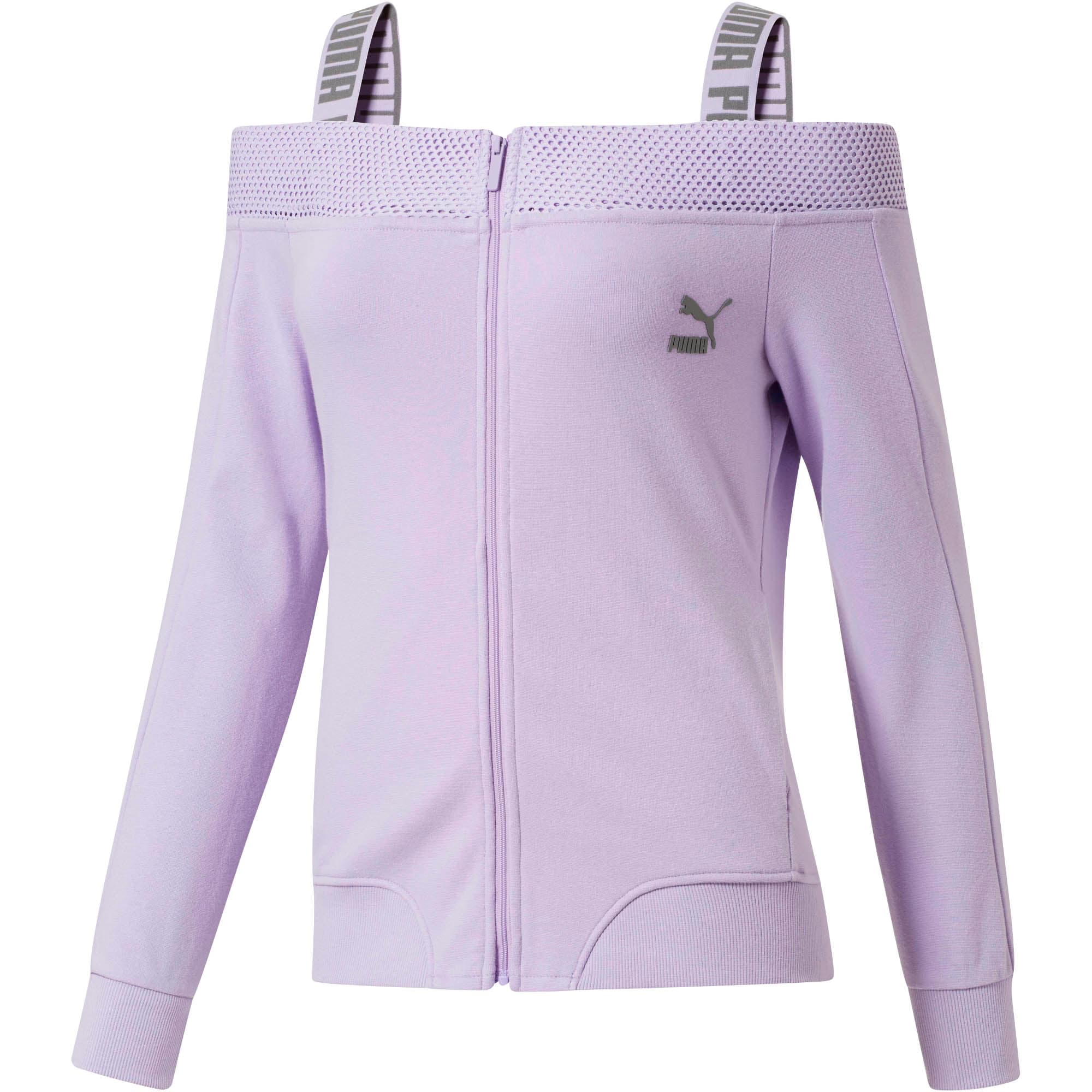 women's puma off the shoulder t7 jacket