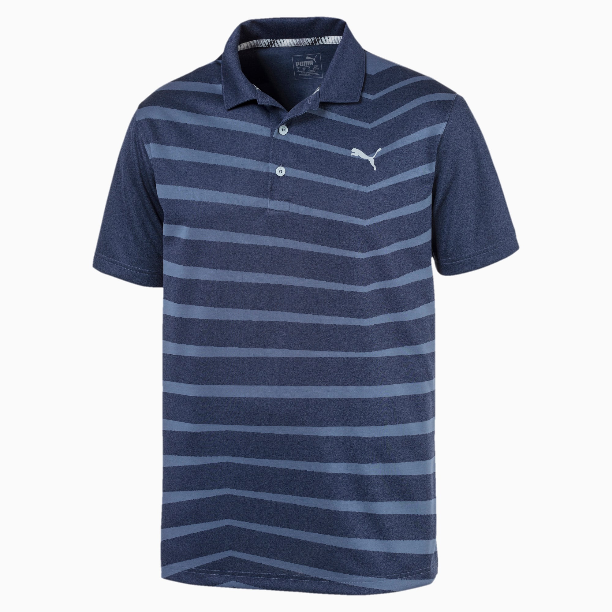 AlterKnit Prismatic Men's Golf Polo, Peacoat Heather, large-SEA