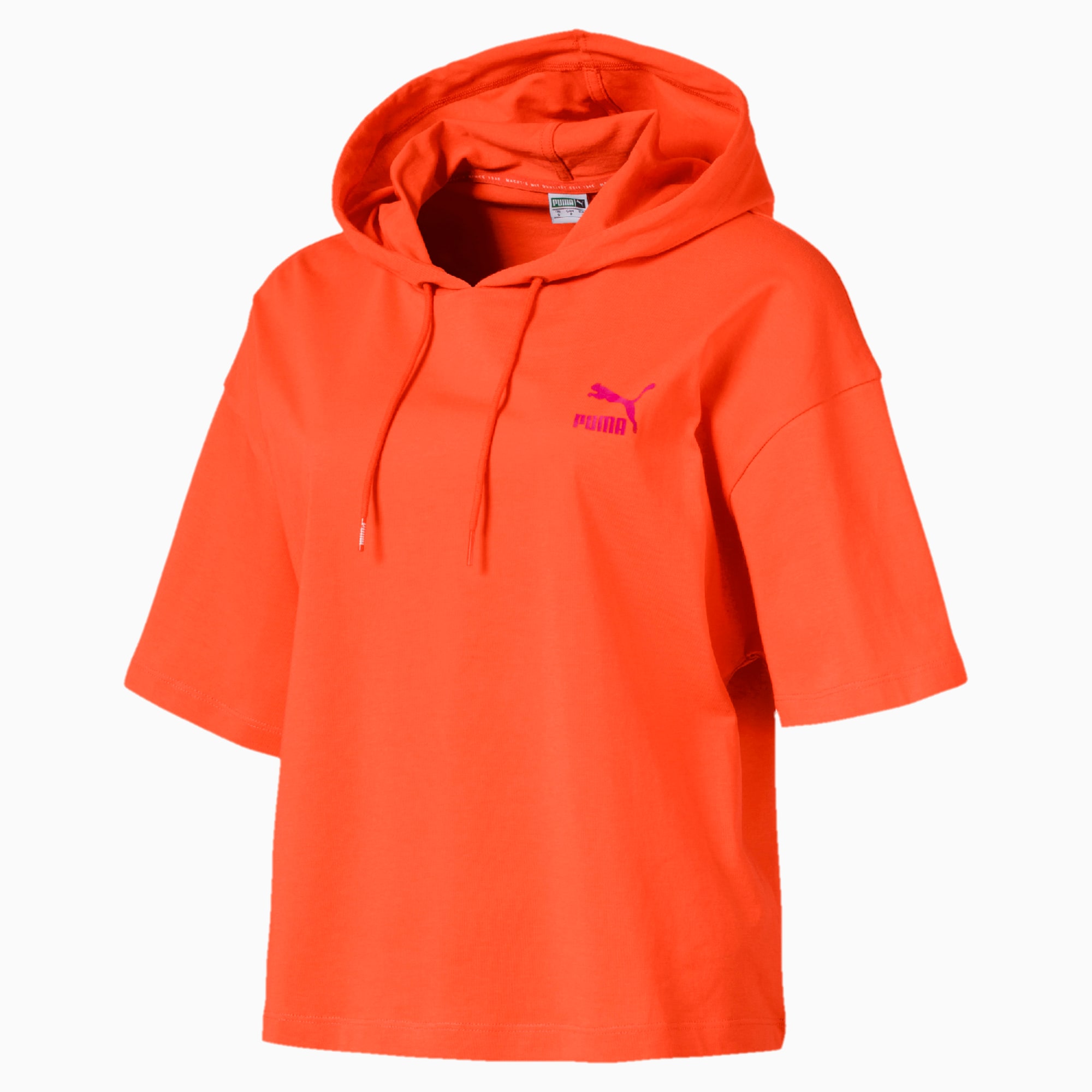 women's short sleeve hooded top