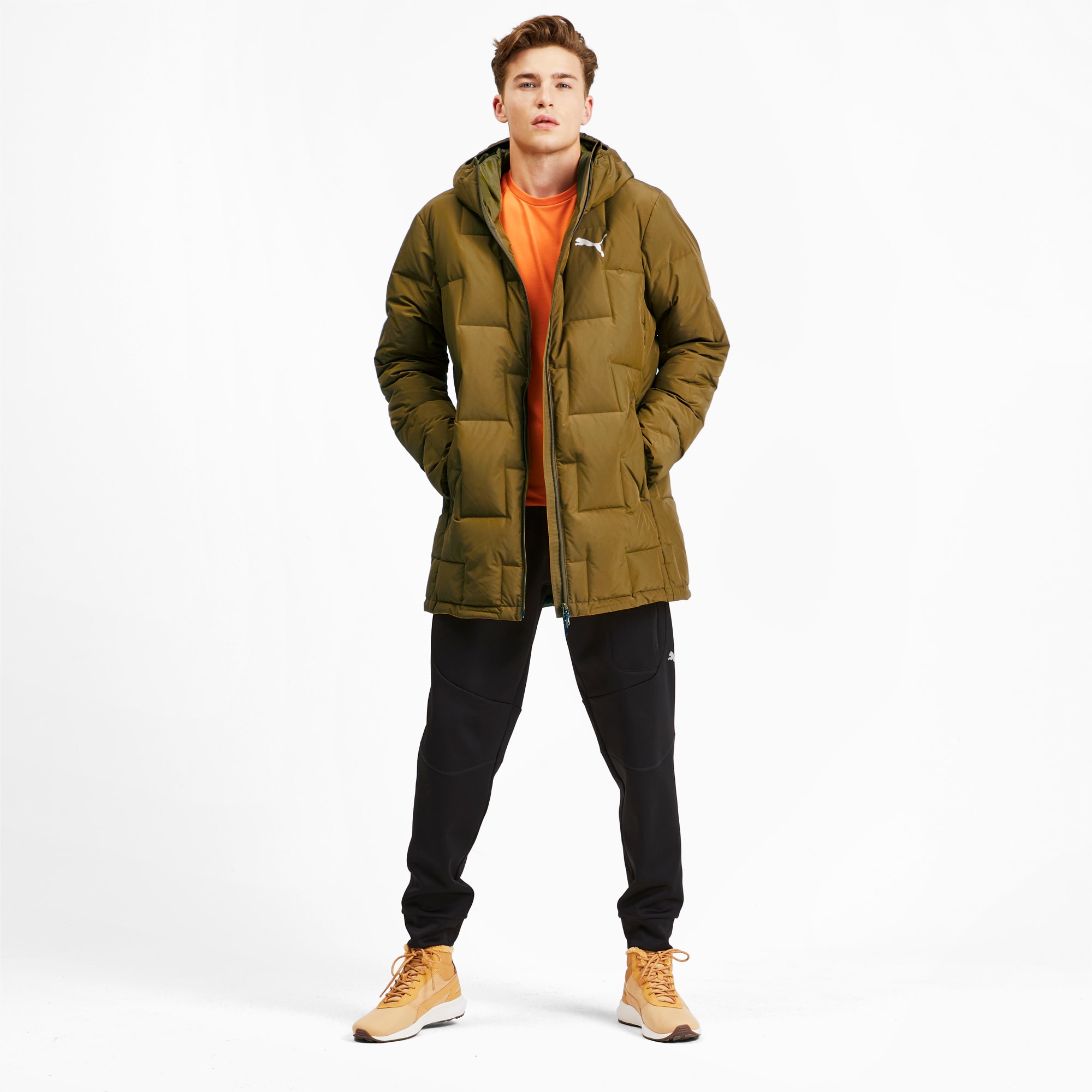 puma downguard 600 long jacket olive