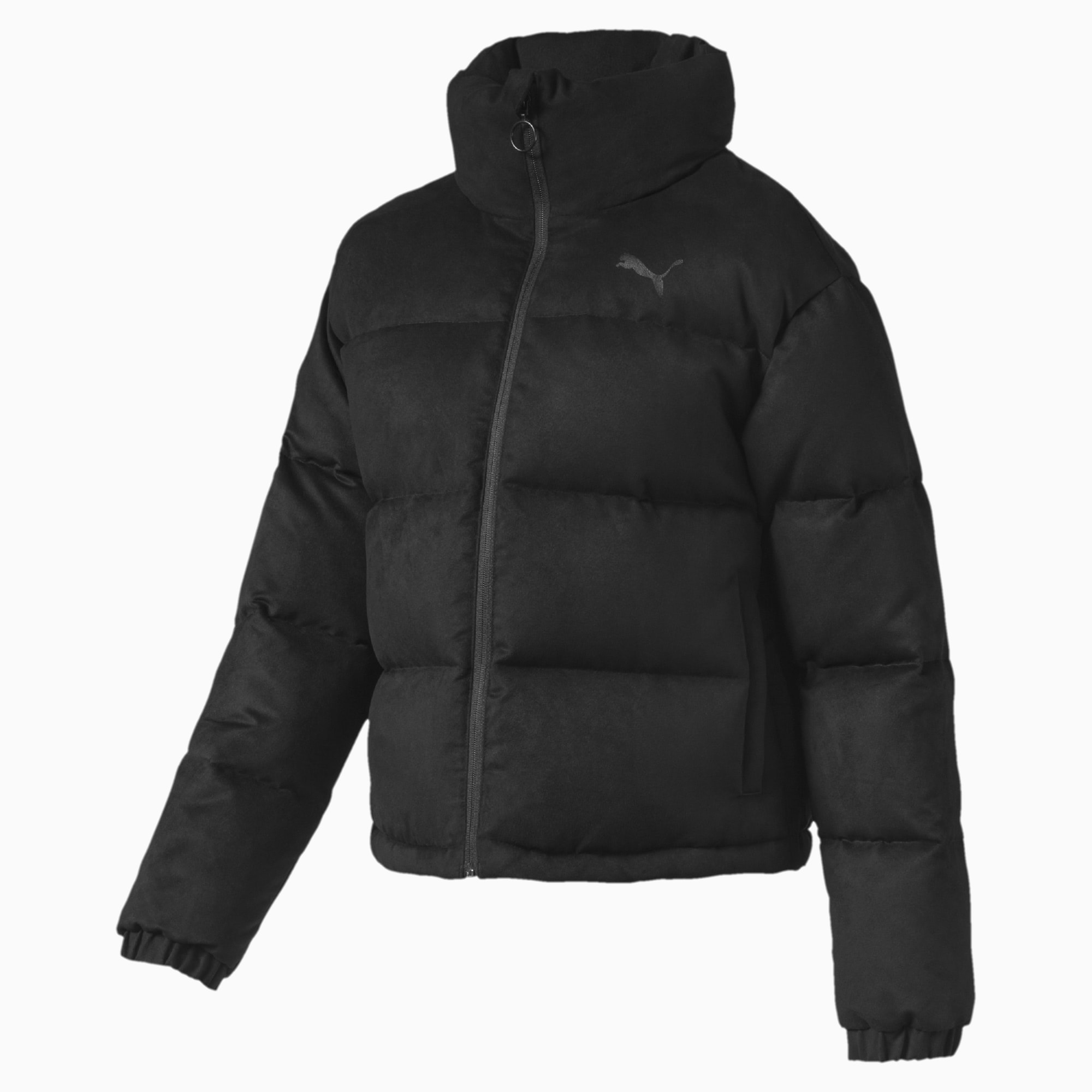 puma down filled black jacket with hood