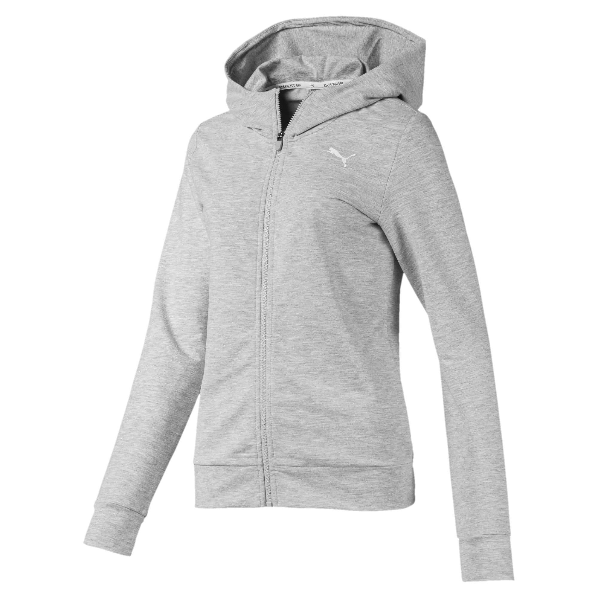 Modern Sports Women's Full Zip Logo Hoodie, Light Gray Heather, large