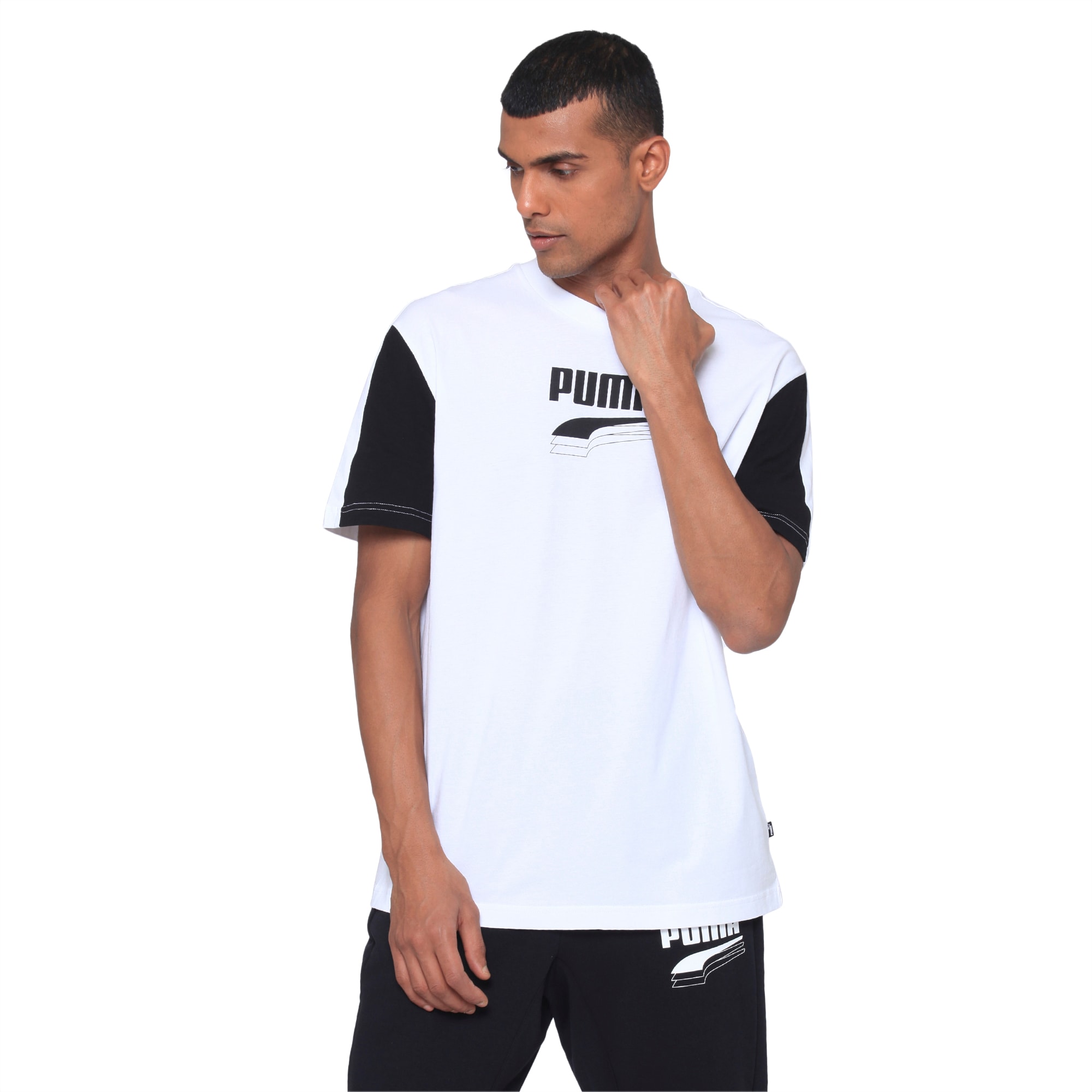 REBEL Block T-Shirt | Puma White | PUMA Shopback x | PUMA