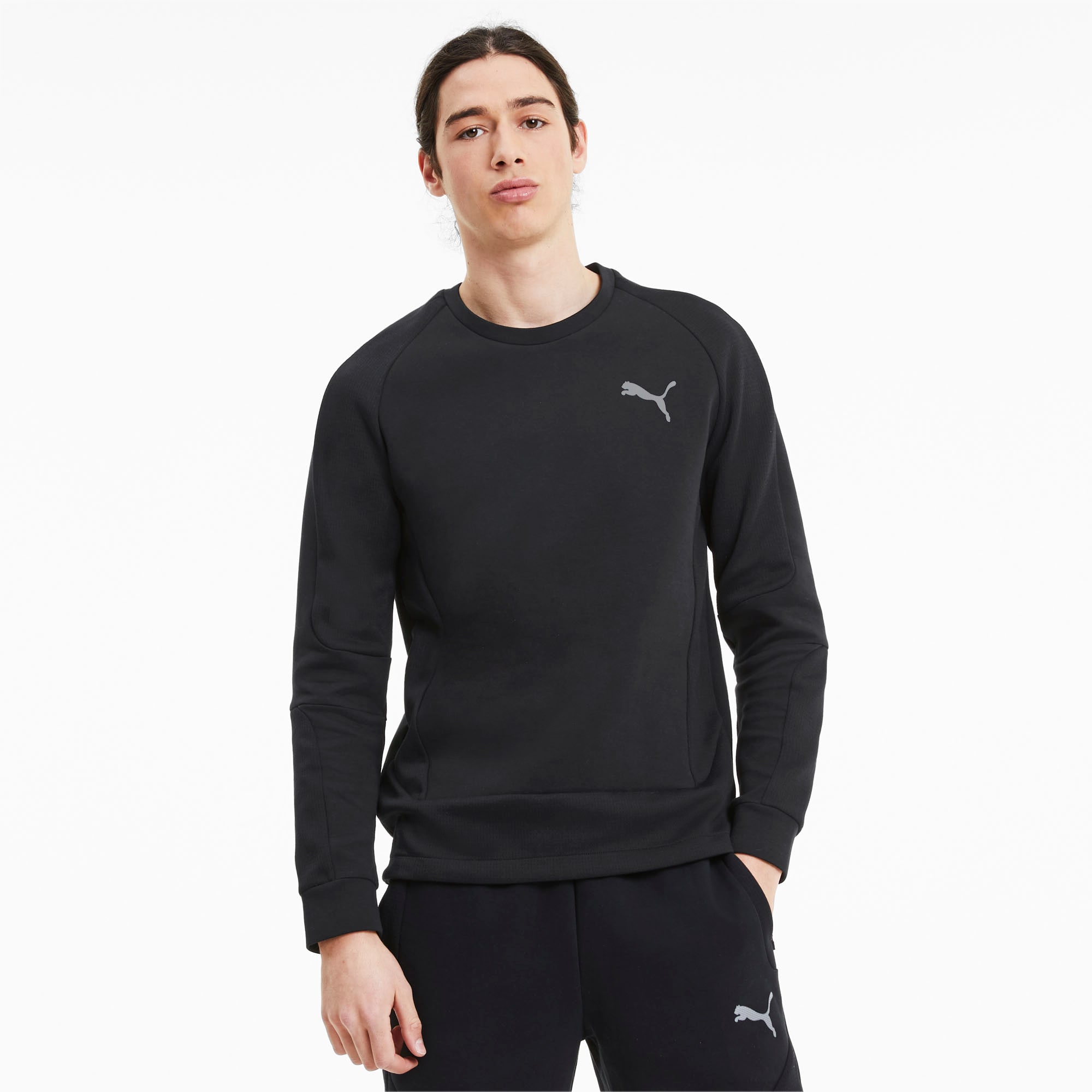 puma stripe crew neck sweater