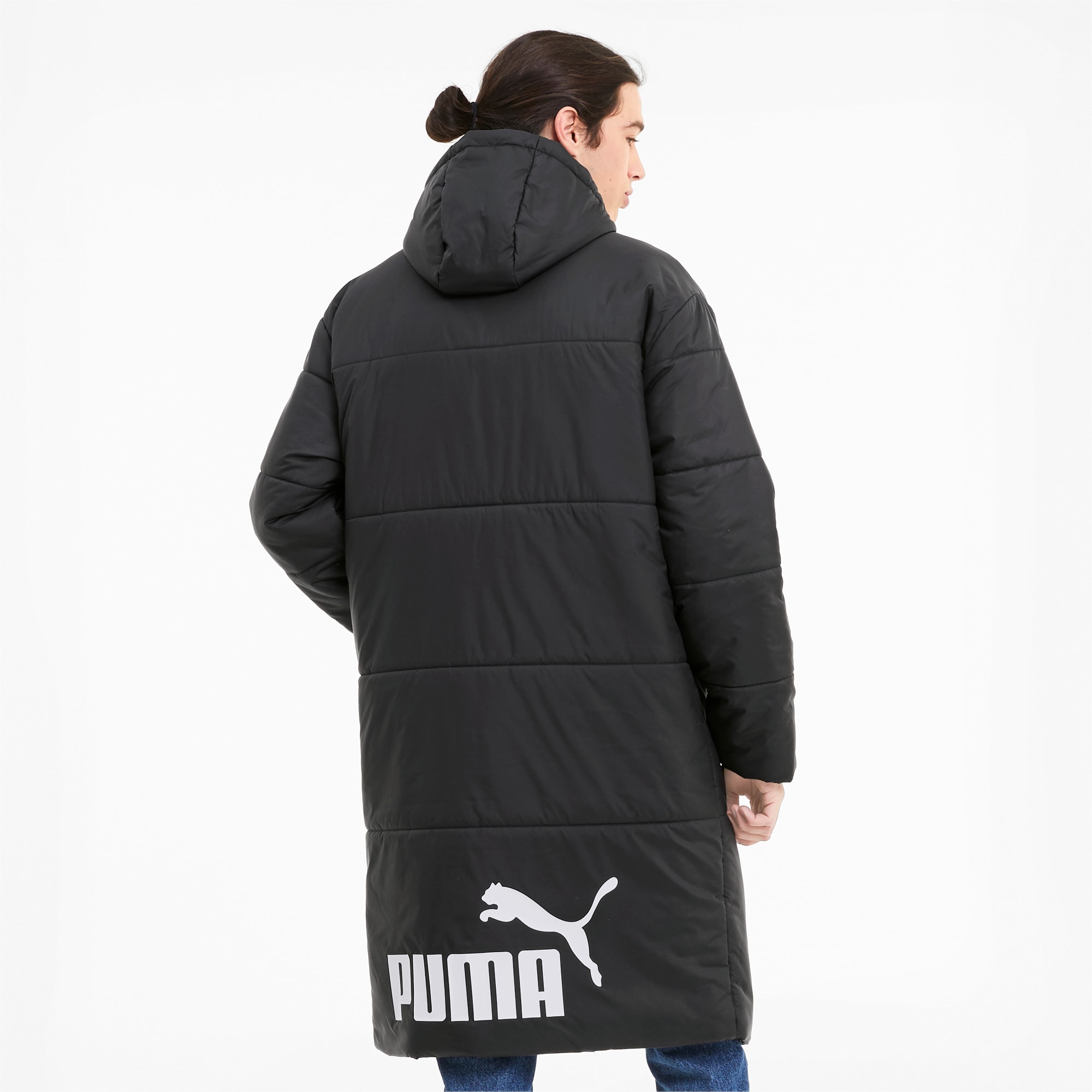 Puma Men Bench LIGA Long Padding Jacket Black Winter Coat Top Padded  65529903