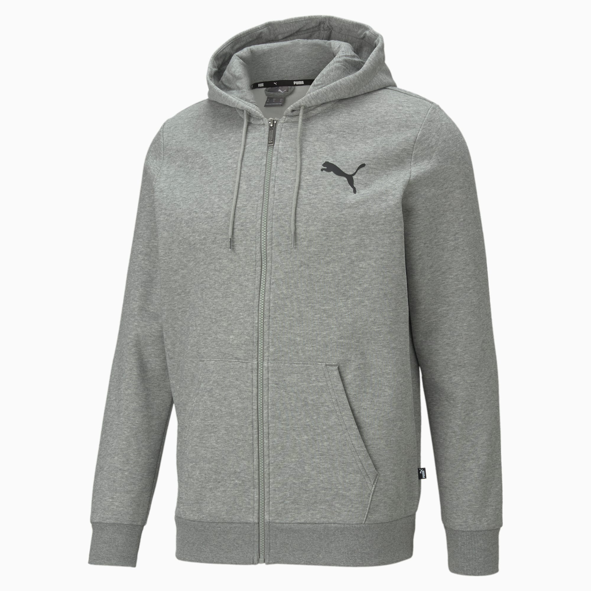 Essentials Full Zip Logo Hoodie Men Medium Gray Heather Cat PUMA Sustainable Fashion PUMA