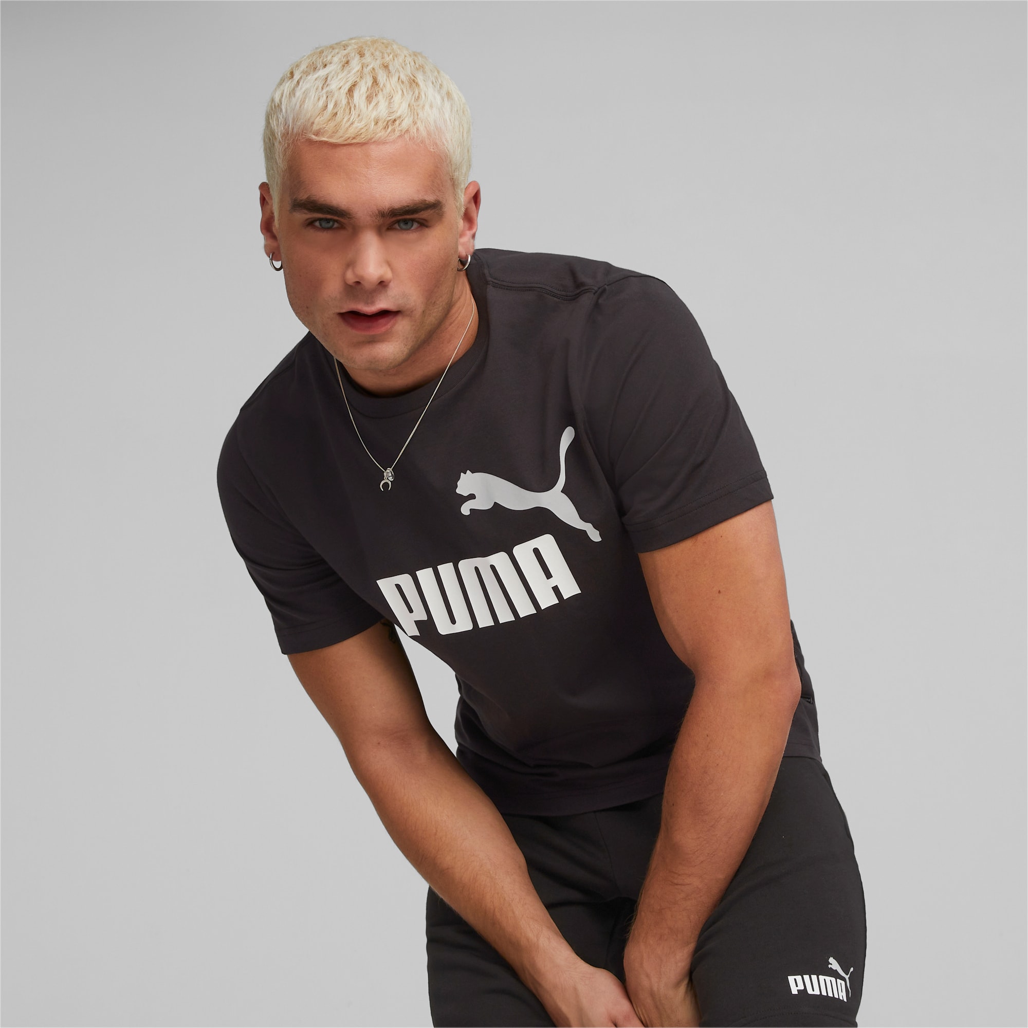 Essentials+ 2 Colour Logo Men's Tee | PUMA Black-white | PUMA Shop All ...