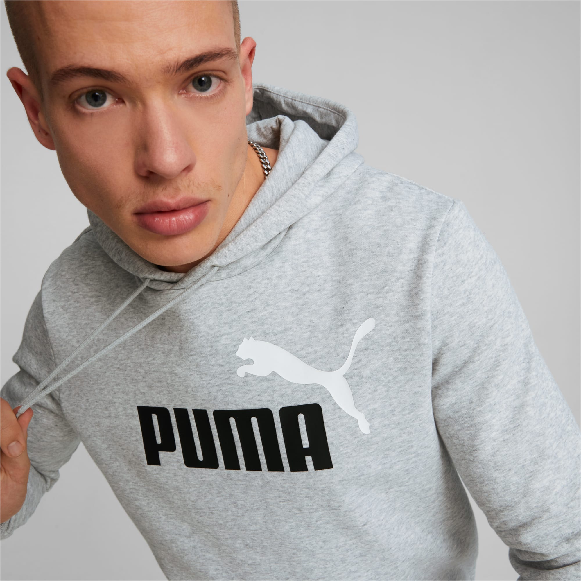 Essentials+ Two-Tone Big Logo Men's Hoodie | Light Gray Heather | PUMA  Shoes | PUMA