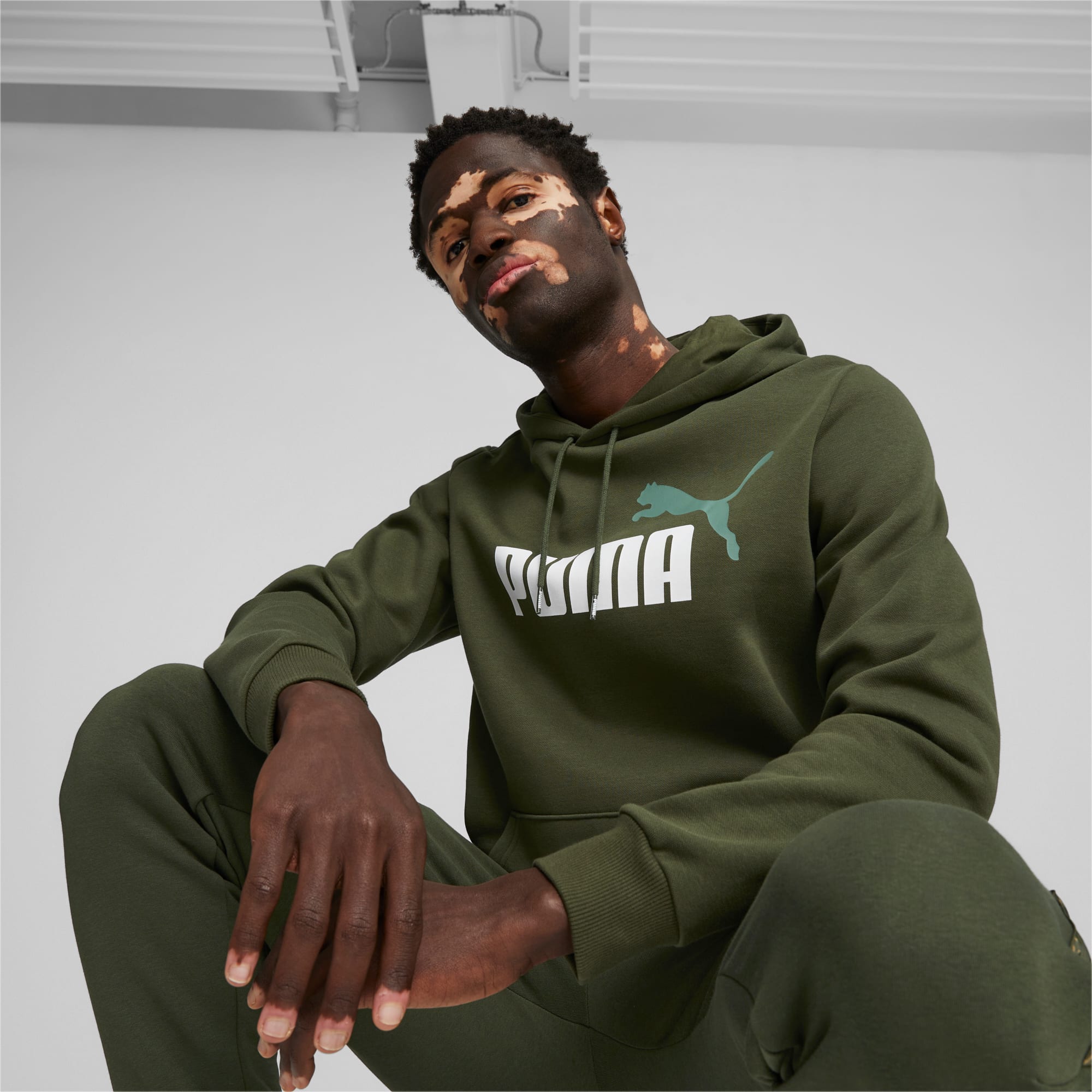 Men's Puma Essentials 2-Colour Logo Hoodie in Brown Size: 2XT | 100% Cotton | George Richards