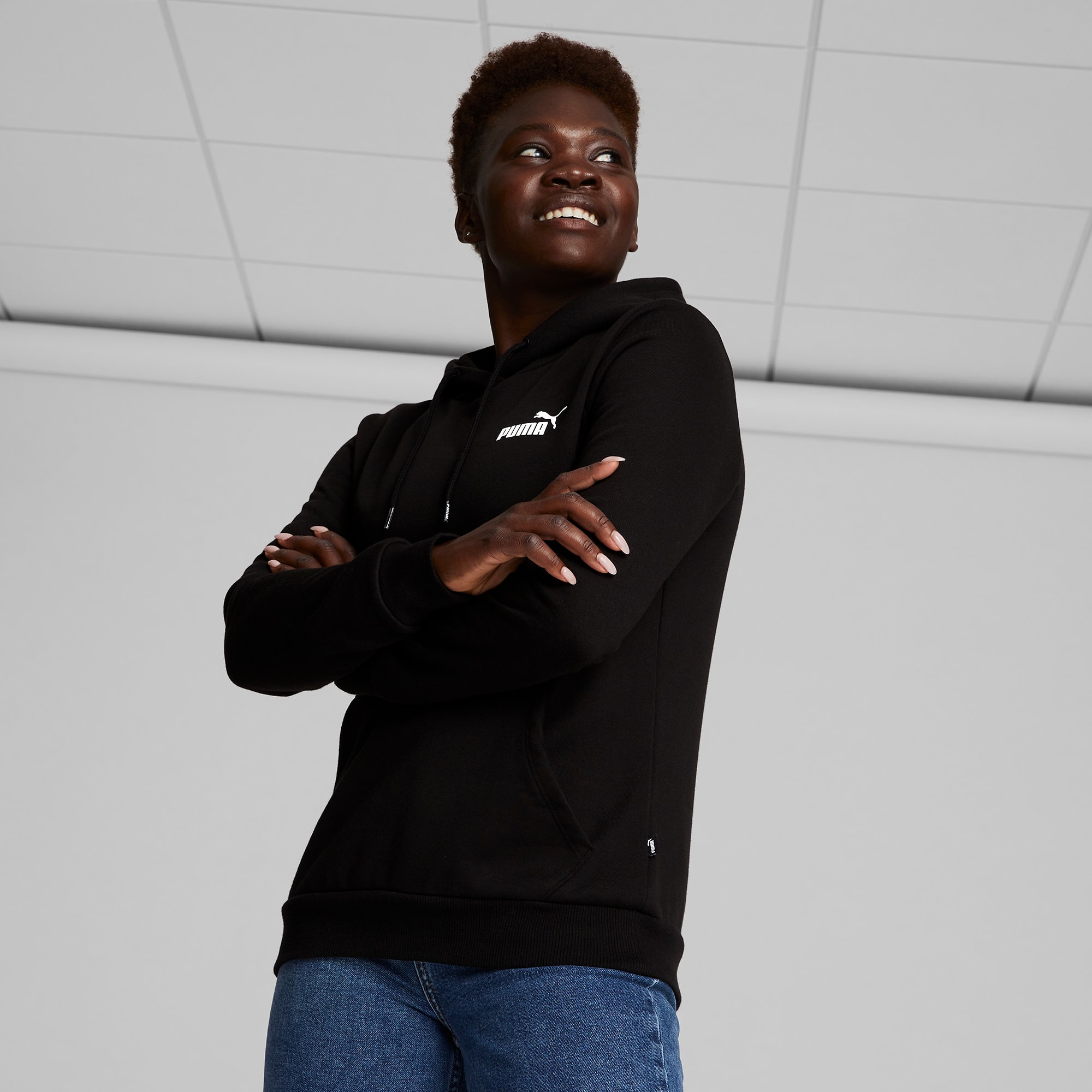 Puma essentials hoodie with small logo in grey top