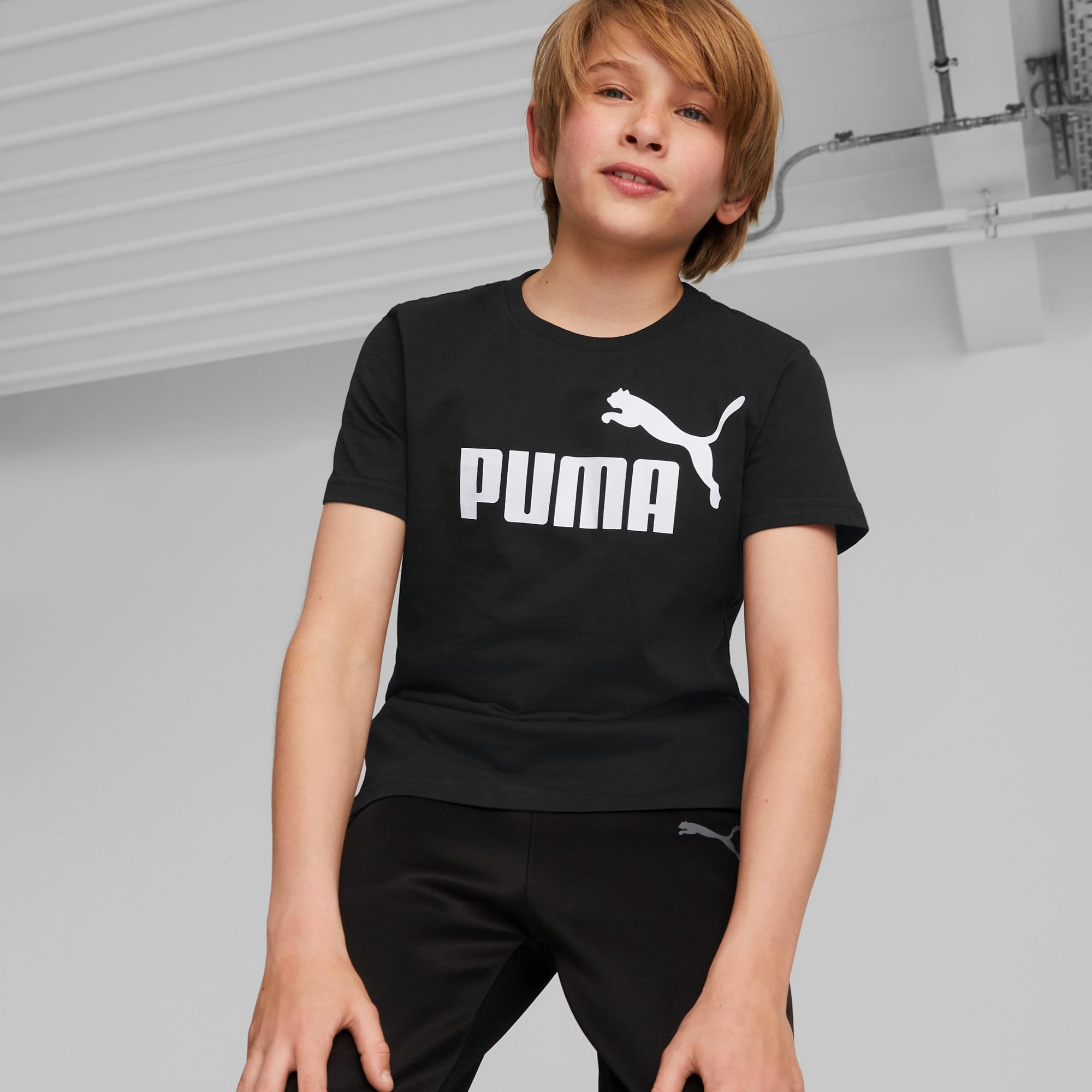 Logo All Youth Essentials Tee Puma | Black | PUMA | Puma Shop PUMA