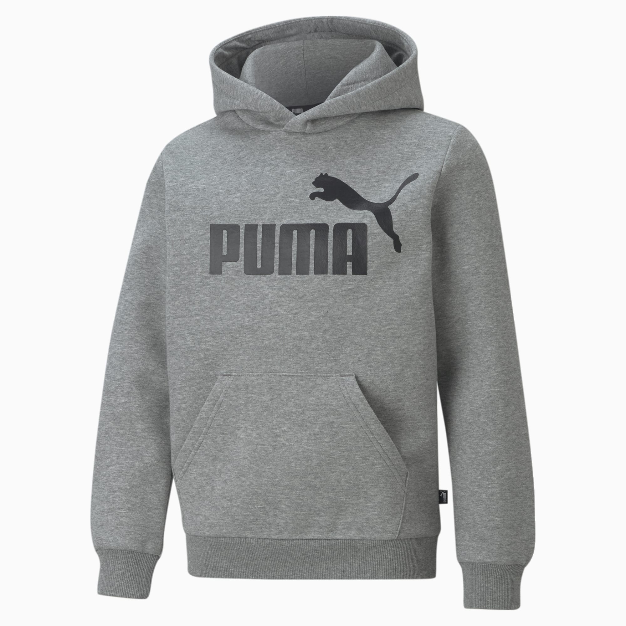 Essentials Big Logo Boys Hoodie Medium Gray Heather PUMA